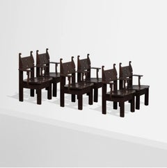 Wichtiger Satz von Charles Rohlfs-Sesseln aus gebeizter Eiche, signiert und datiert 1903