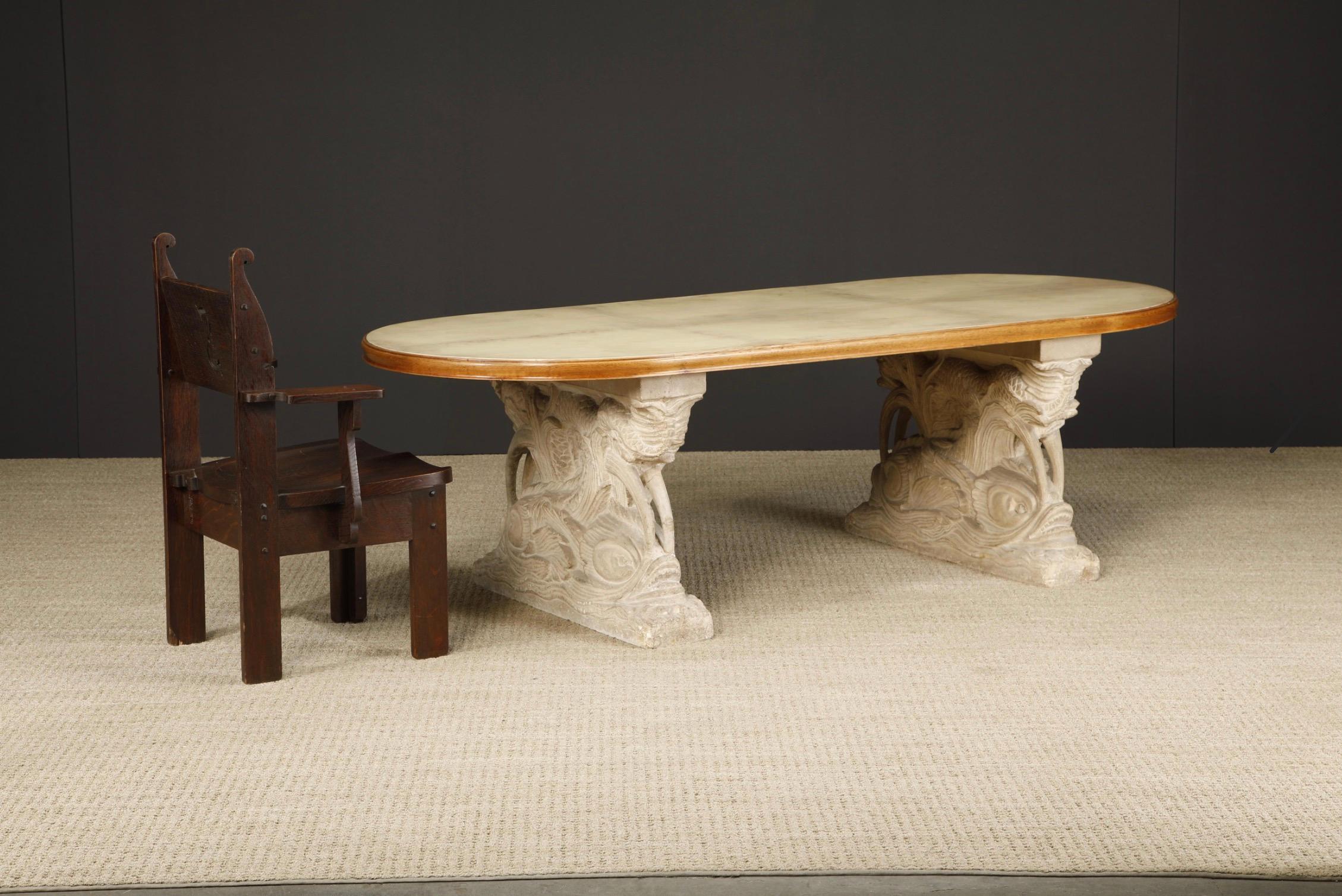 Arts and Crafts Importante set di poltrone in Oak Oak di Charles Rohlfs firmate e datate 1903 in vendita