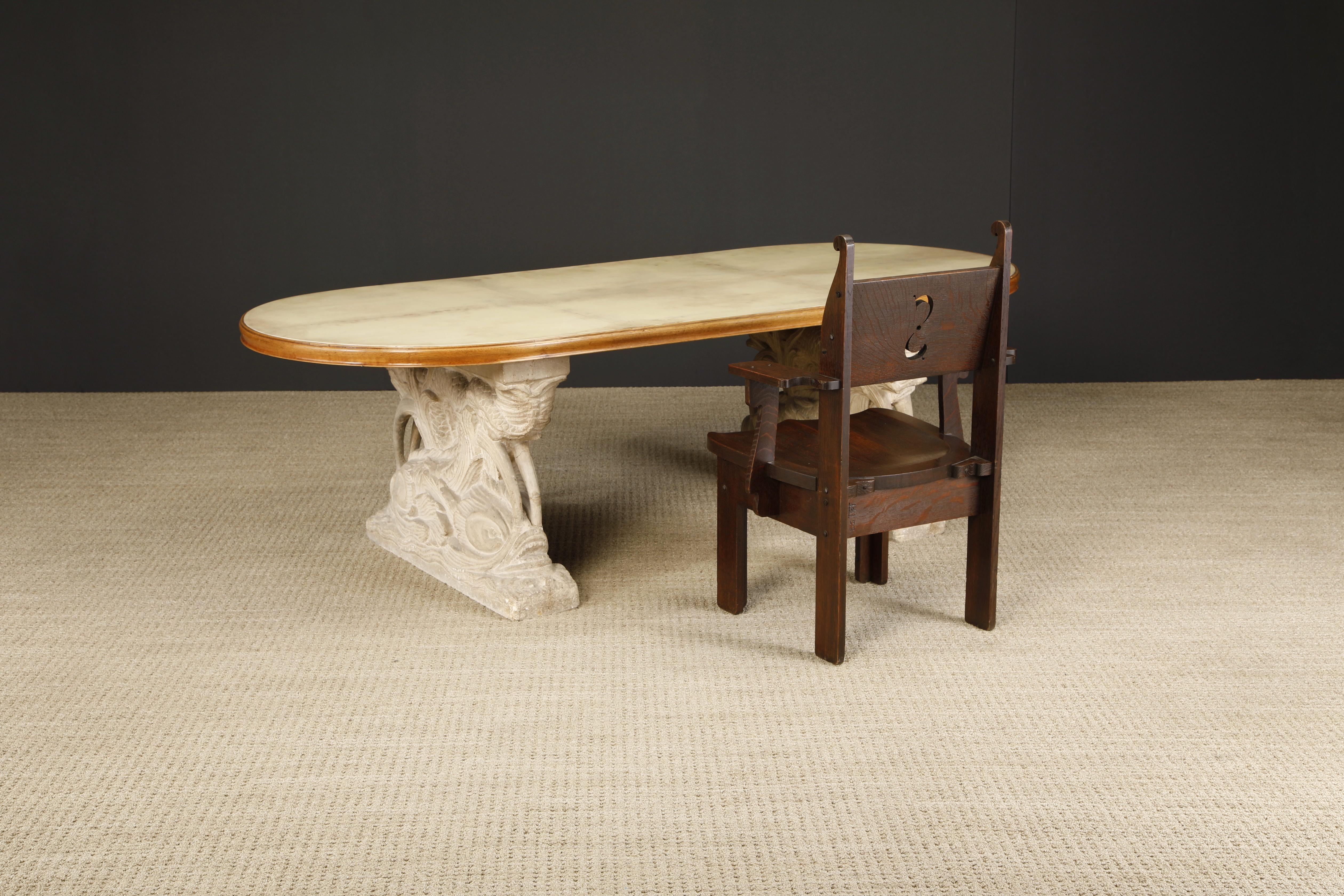 Americano Importante set di poltrone in Oak Oak di Charles Rohlfs firmate e datate 1903 in vendita