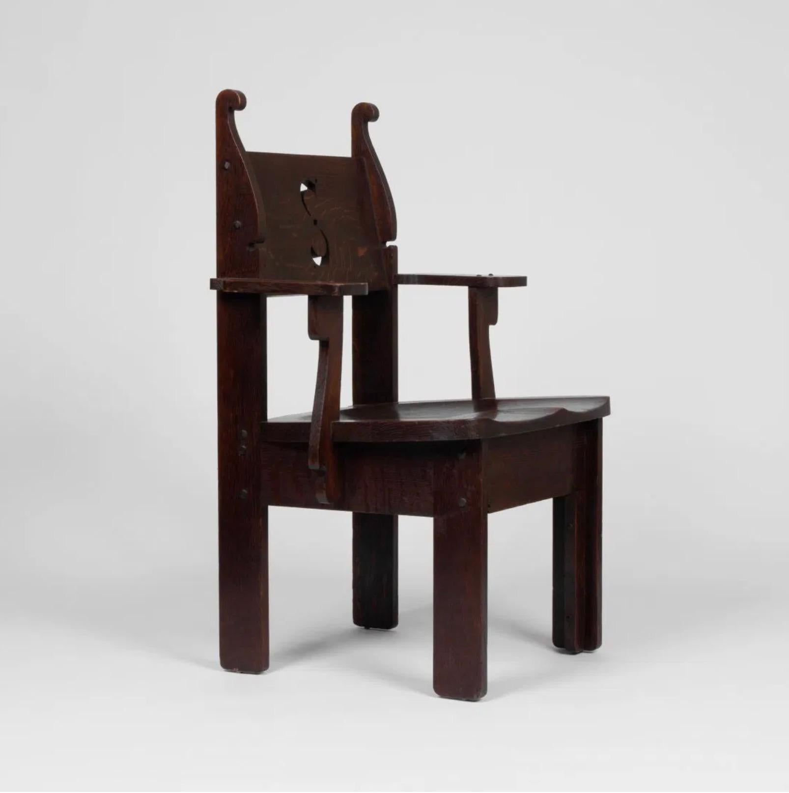 Quercia Importante set di poltrone in Oak Oak di Charles Rohlfs firmate e datate 1903 in vendita