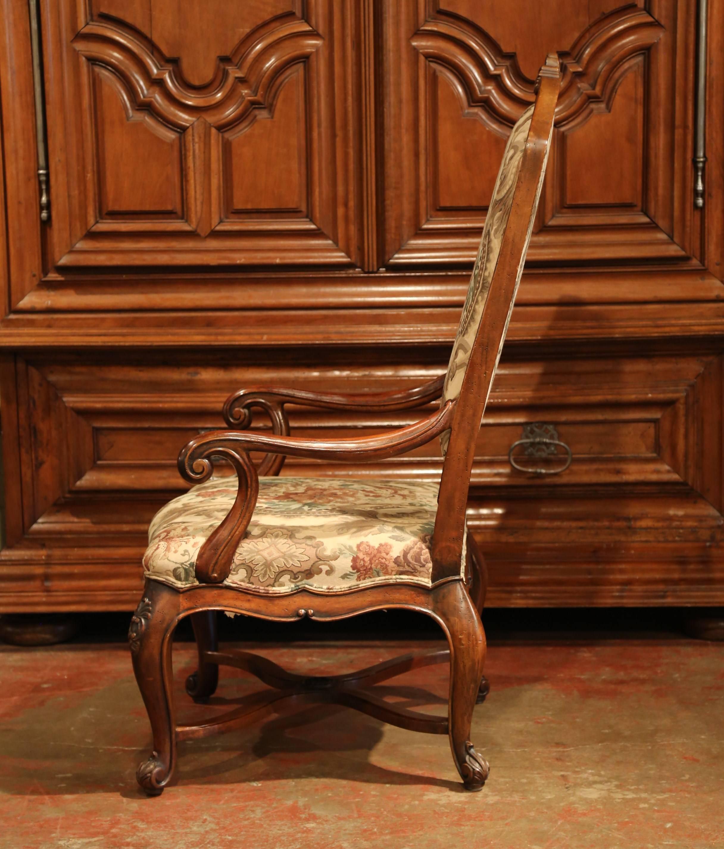 Set of Eight French Carved Walnut Dining Chairs and Armchairs 4