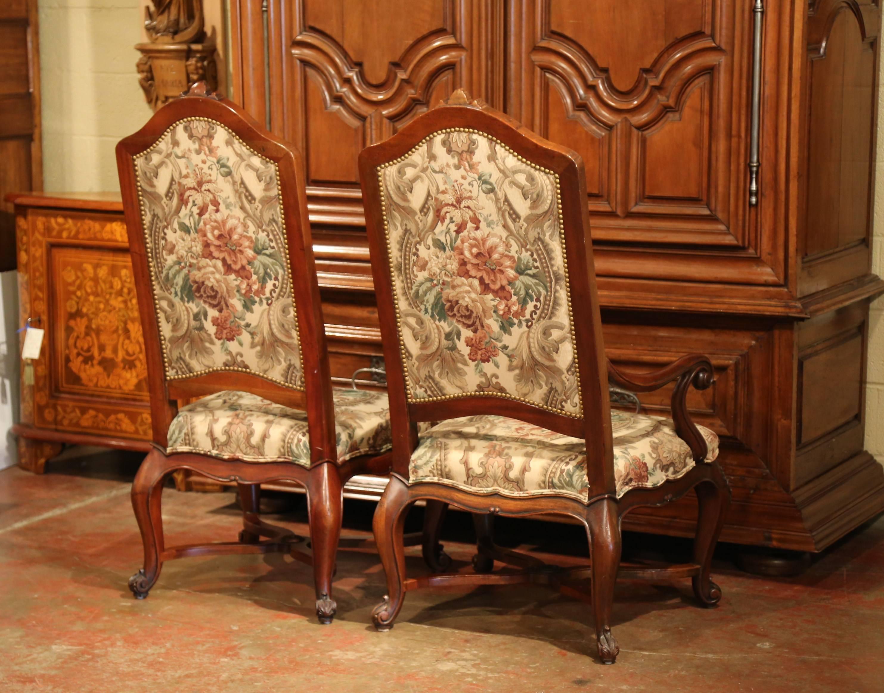 Set of Eight French Carved Walnut Dining Chairs and Armchairs 5