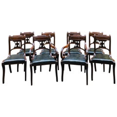 Antique Important Set of Eight Regency Period Mahogany Dining Chairs, Early 19th Century