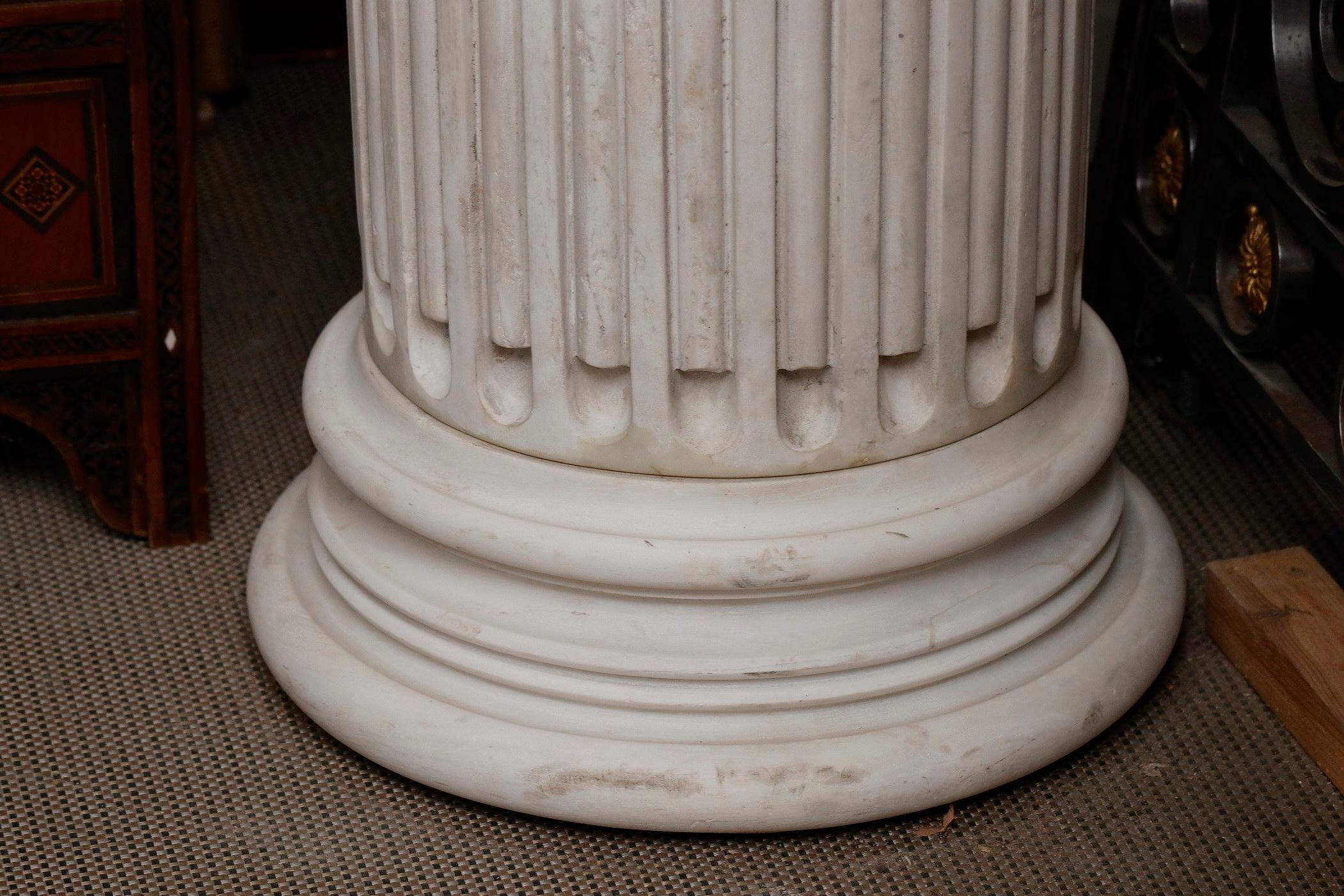 Important Set of Four Corinthians Carrara Marble Columns 1