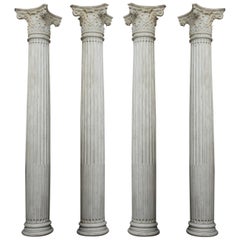 Antique Important Set of Four Corinthians Carrara Marble Columns