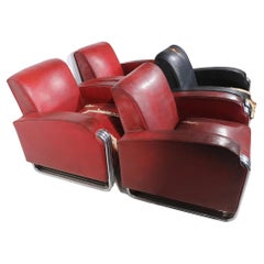Used  Important Set of Four Triple Band Chrome  Club  Chairs by KEM Webber for Lloyd 