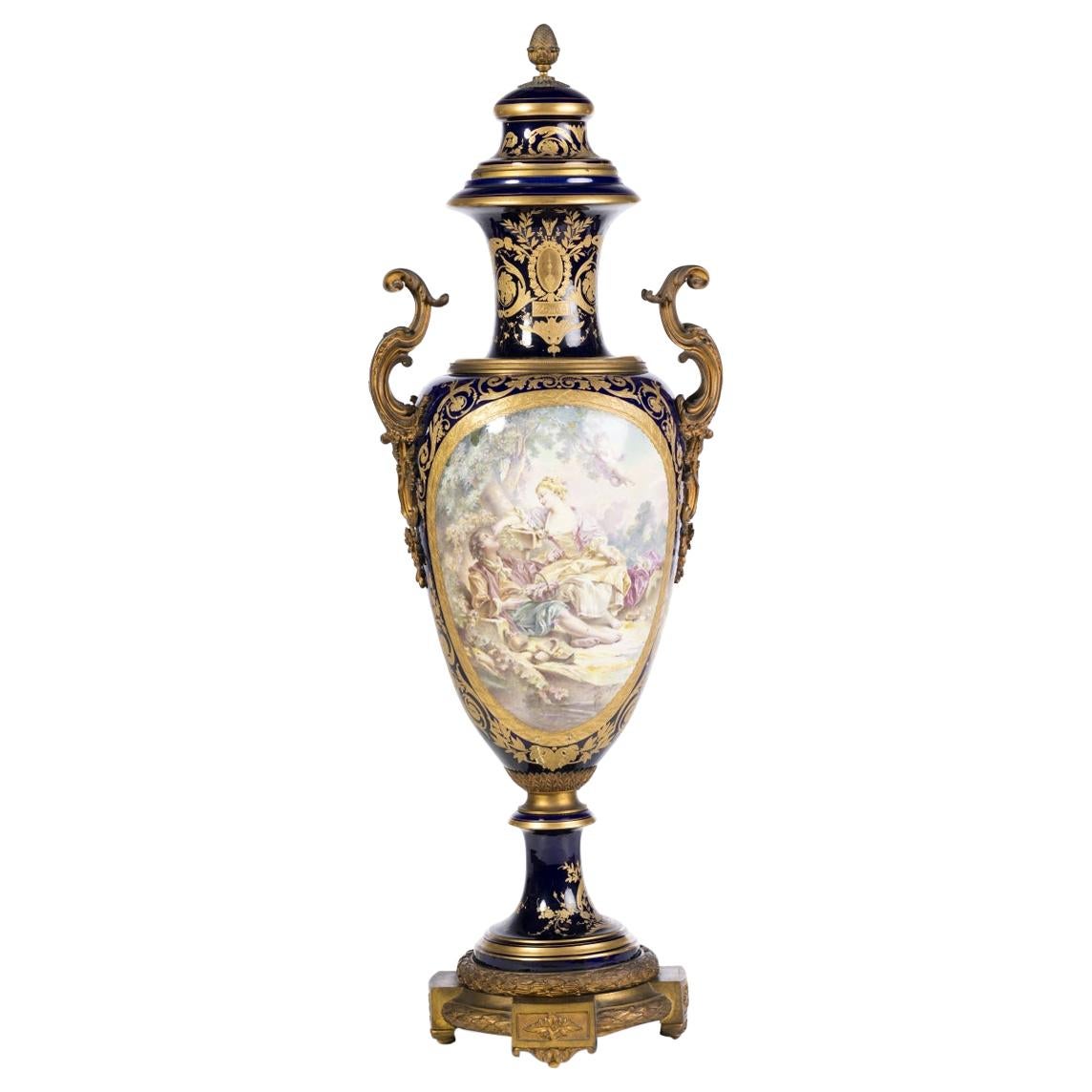Important Sevres Vase and Cover Signed Maxant, 19th Century For Sale