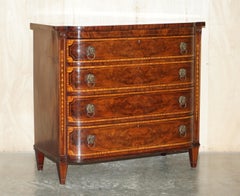 Important Sheraton 1859 Dated Flamed Hardwood Lion Head Handle Chest of Drawers