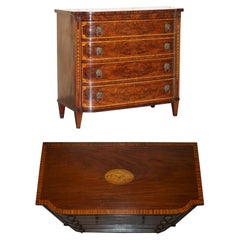 CHEST OF DRAWERS IMPORTANT SHERATON 1859 DATED FLAmed HARDWOOD LION HEAD HANDLE (MANUTENANT DU SHERATON)