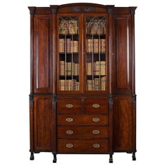 Important Sheraton Egyptian Revival Battle of the Nile Secretaire Bookcase