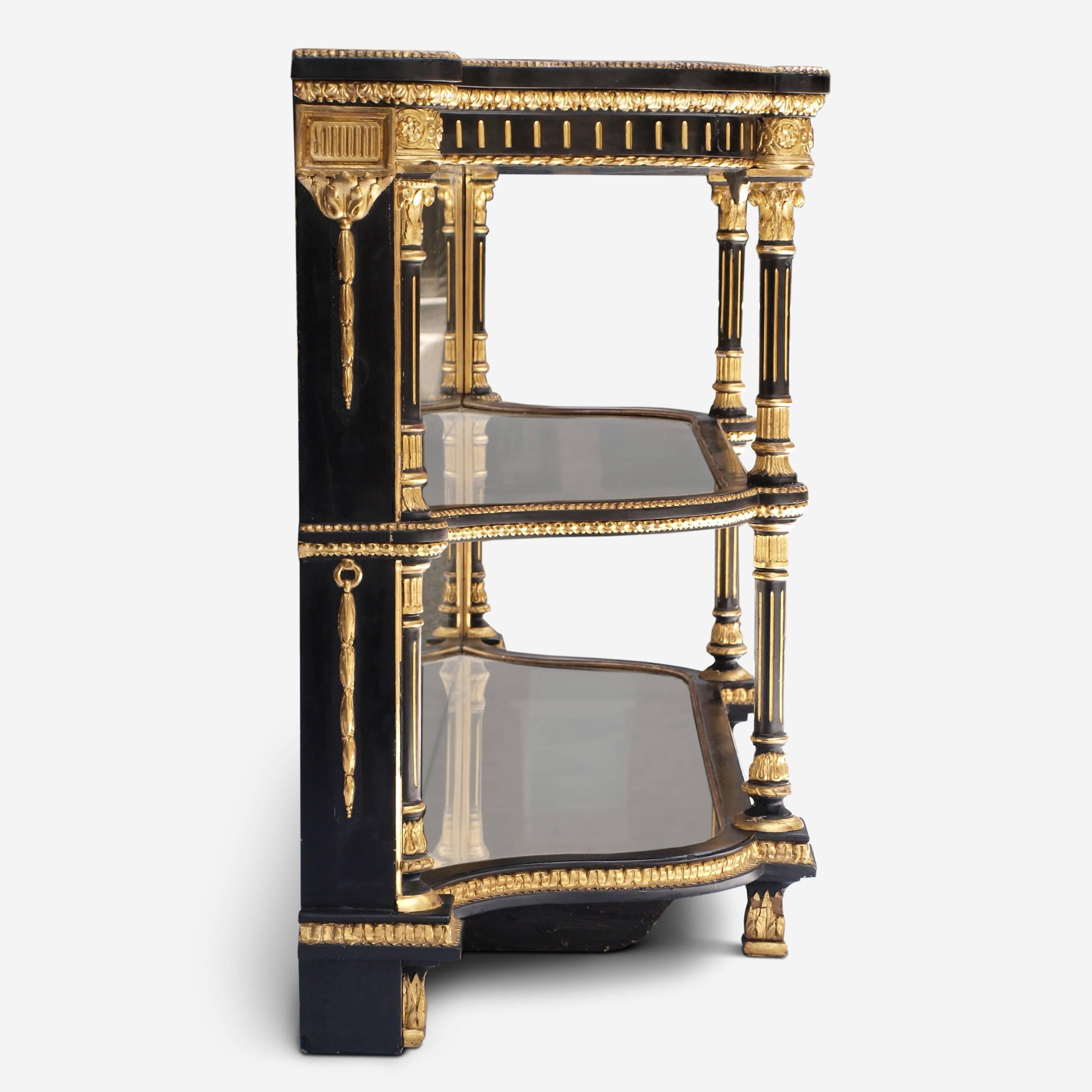 Ebonized Mirrored and Gilt Cabinet by Charles Nosotti circa 1850 4