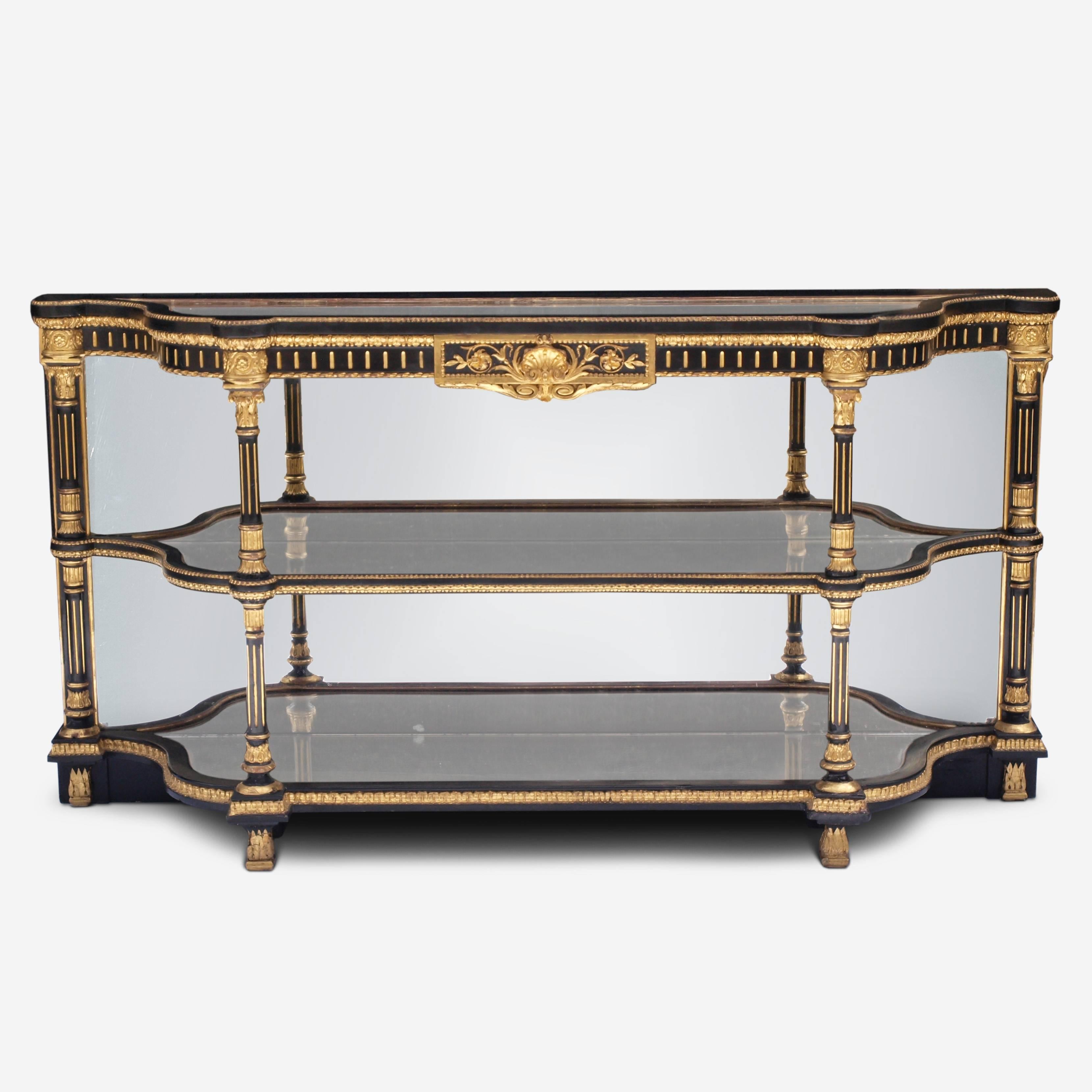 Ebonized Mirrored and Gilt Cabinet by Charles Nosotti circa 1850 10