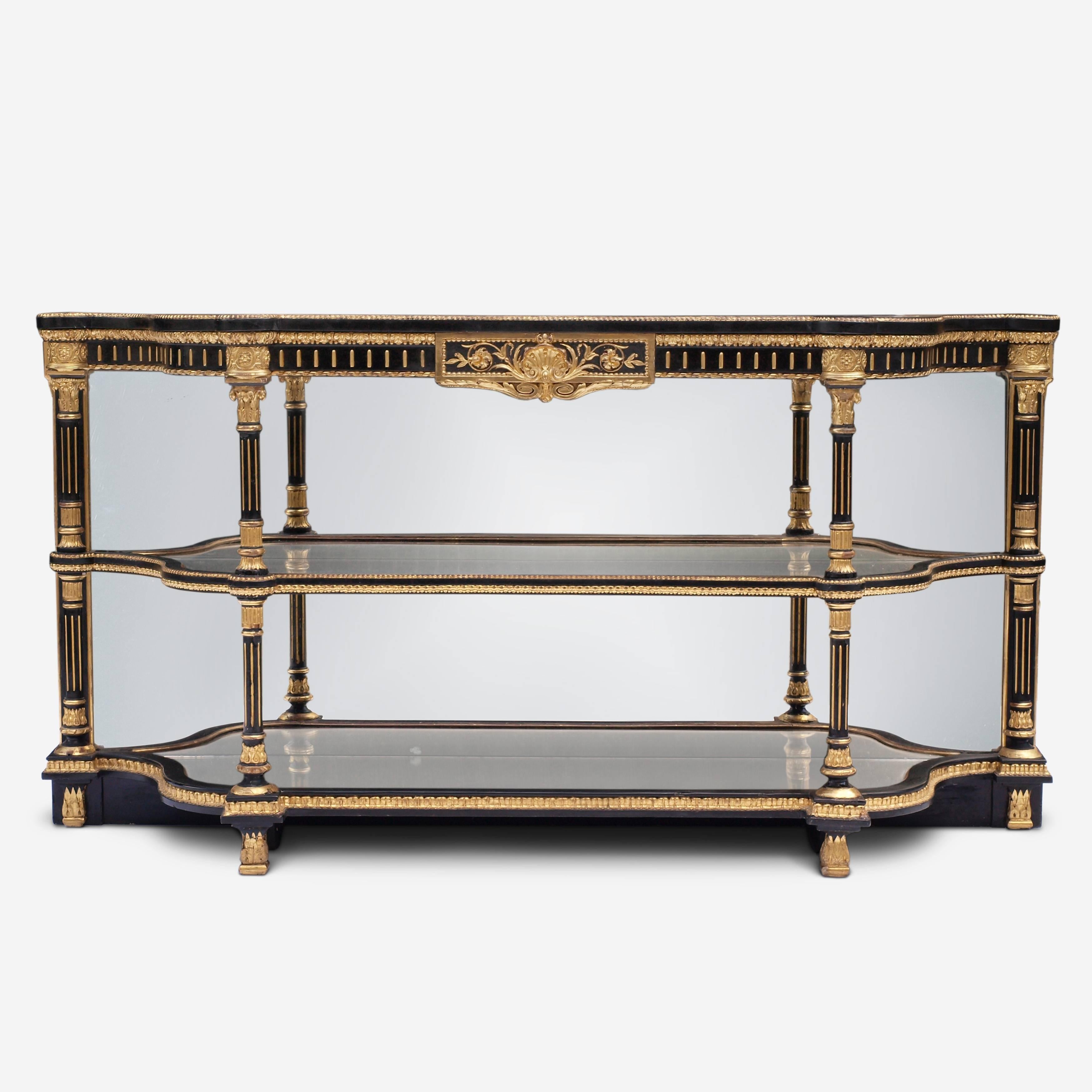 Ebonized Mirrored and Gilt Cabinet by Charles Nosotti circa 1850 3