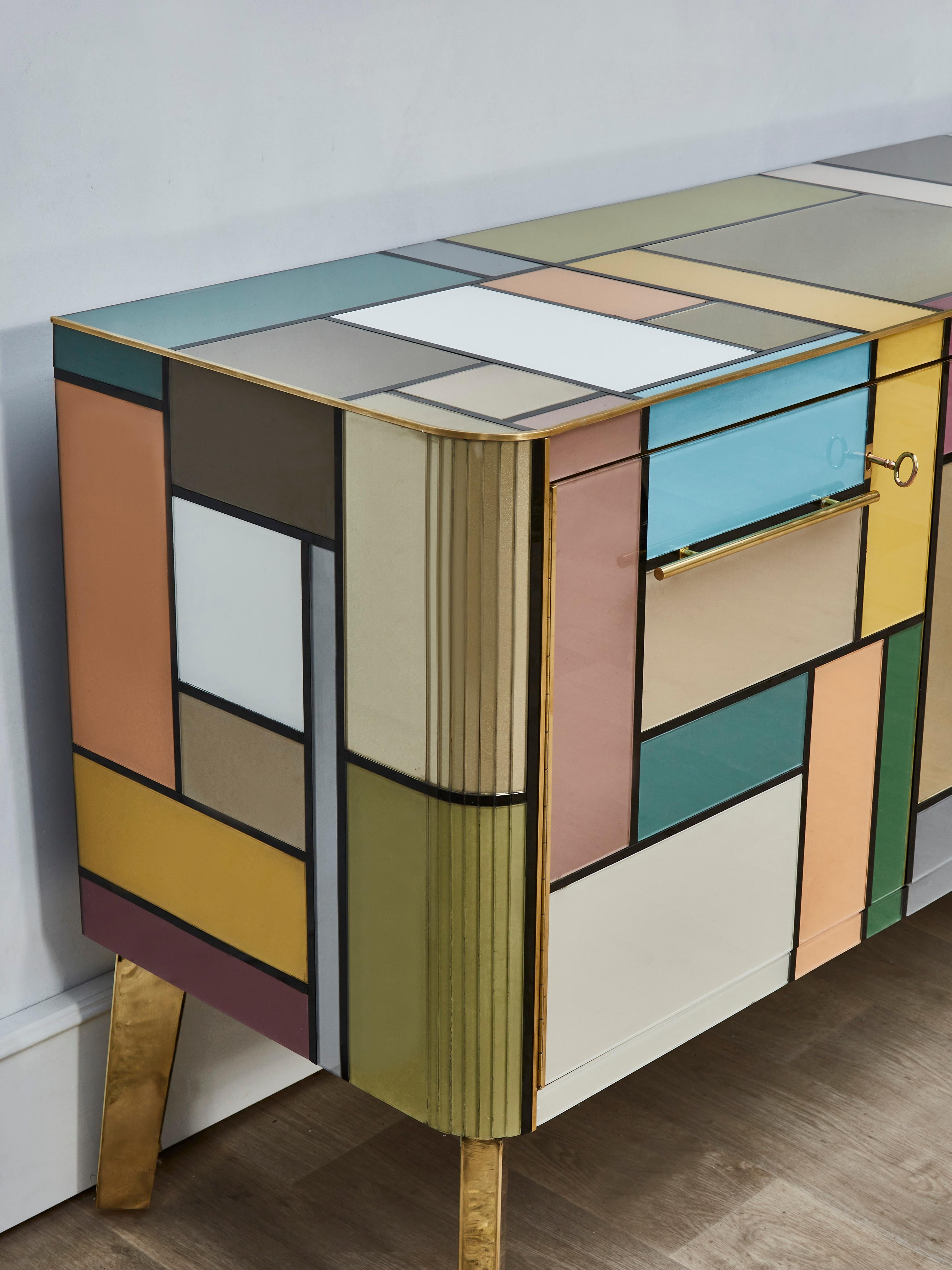 Italian Important Sideboard in Mirror by Studio Glustin