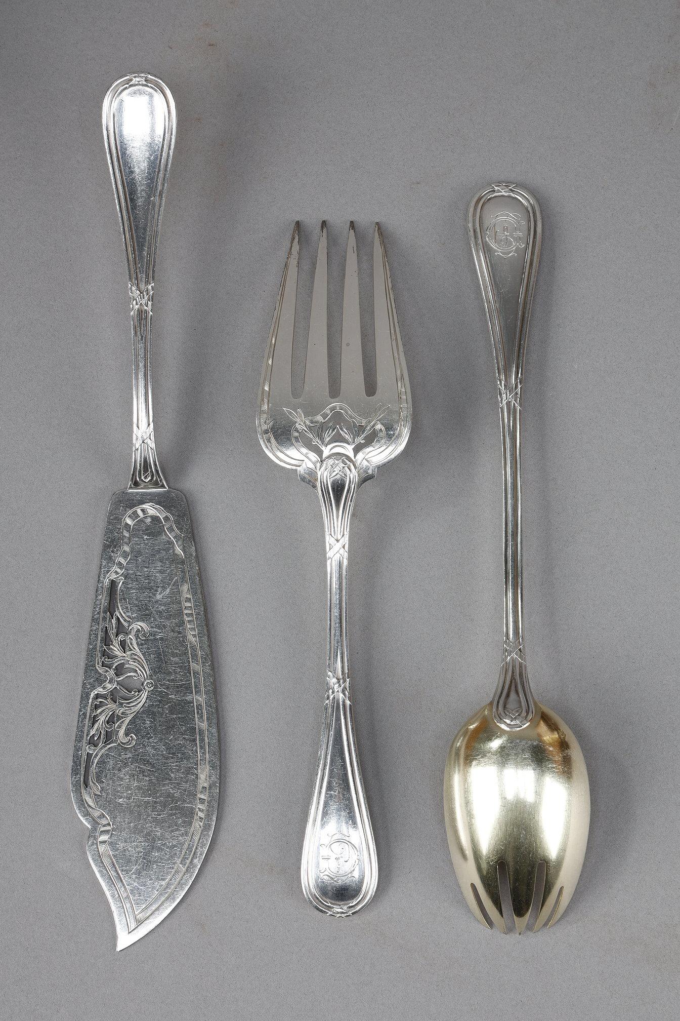 Importante cubertería de plata en su estuche original, Tétard Frères en venta 5