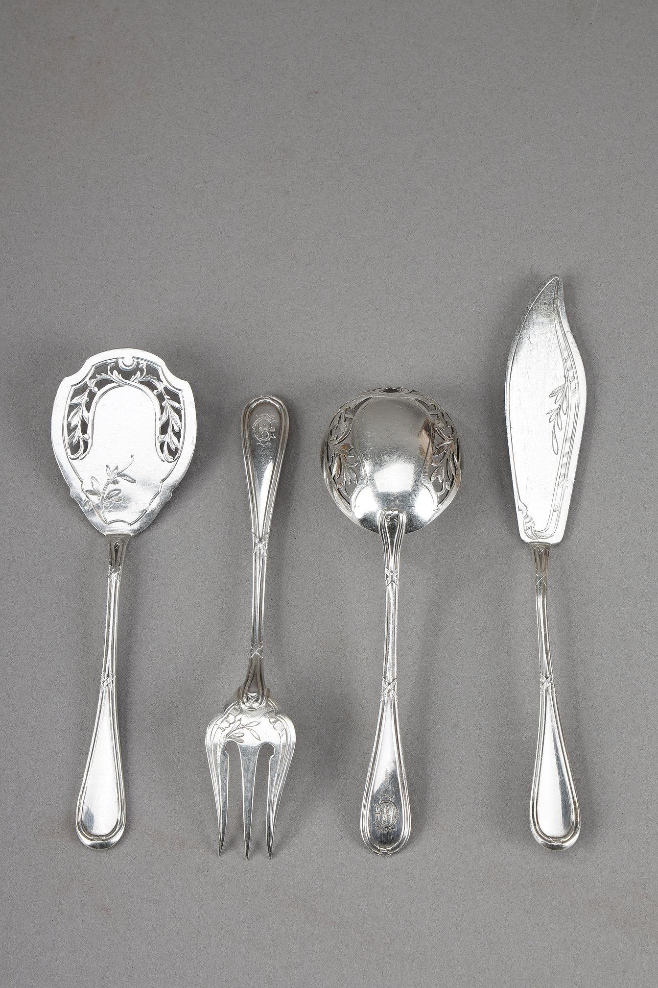 Importante cubertería de plata en su estuche original, Tétard Frères en venta 6