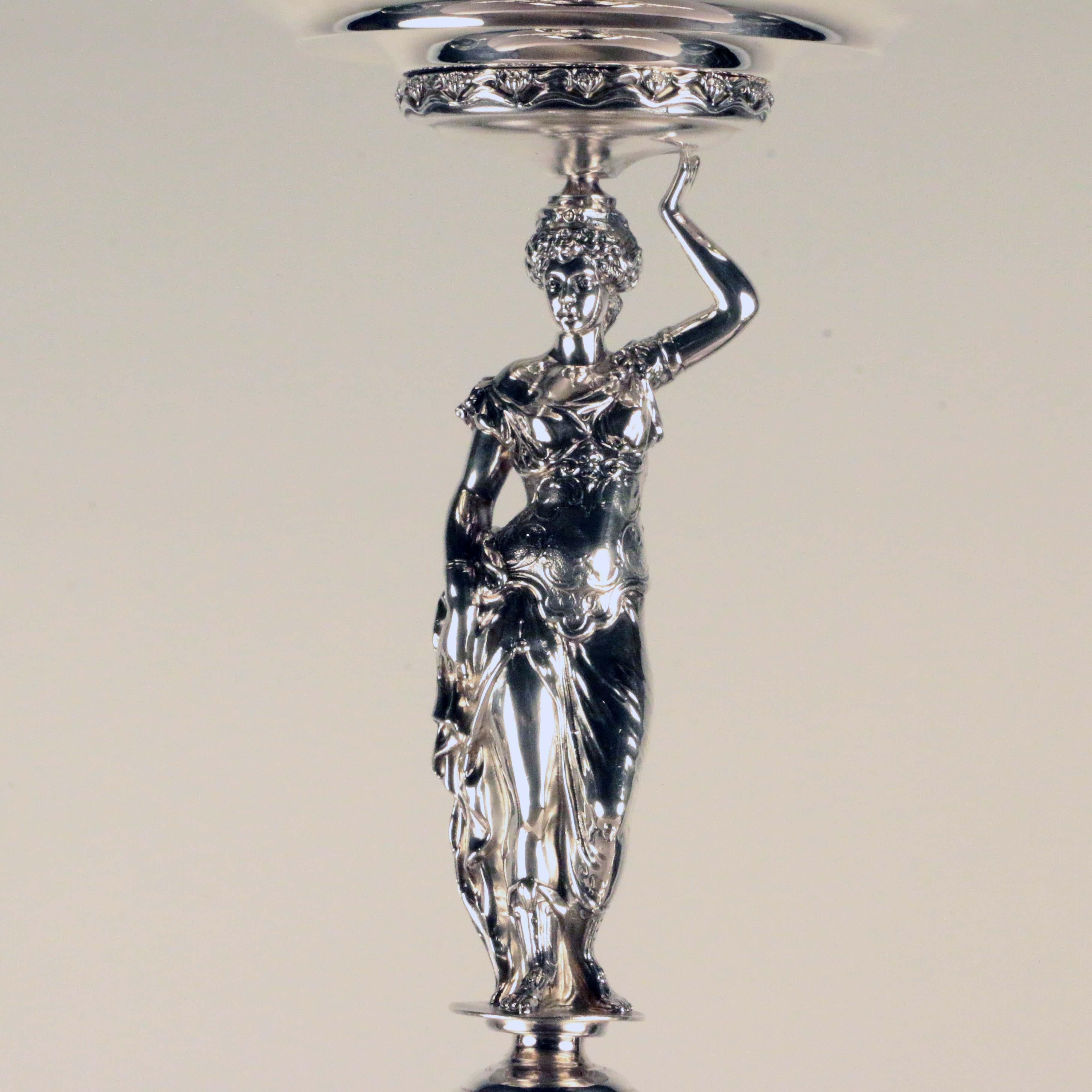 19th Century Important Silver Plated Figural Epergne