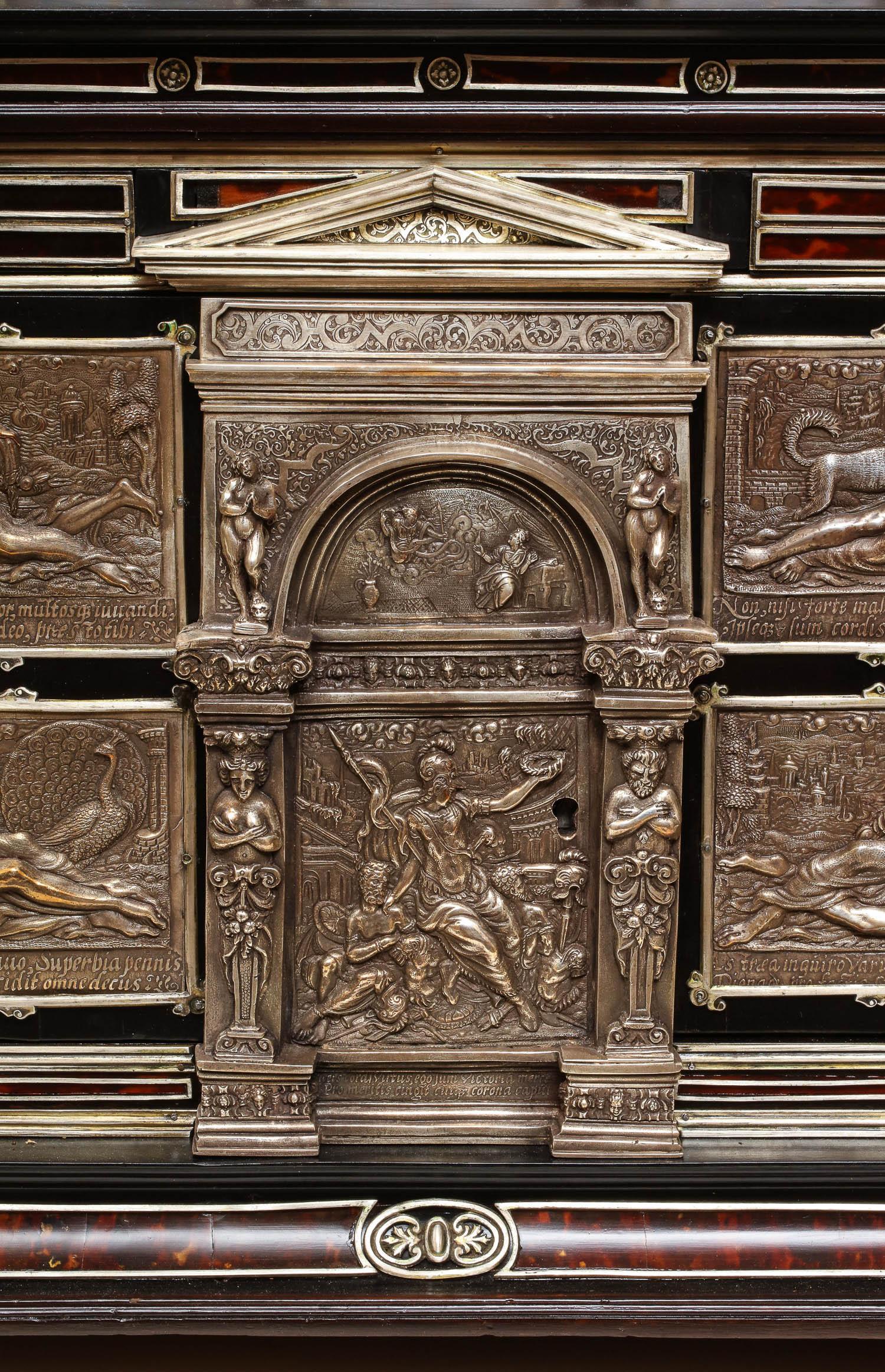 Important Silver & Viennese Enamel Mounted Tortoiseshell Jewelry Cabinet Box 1