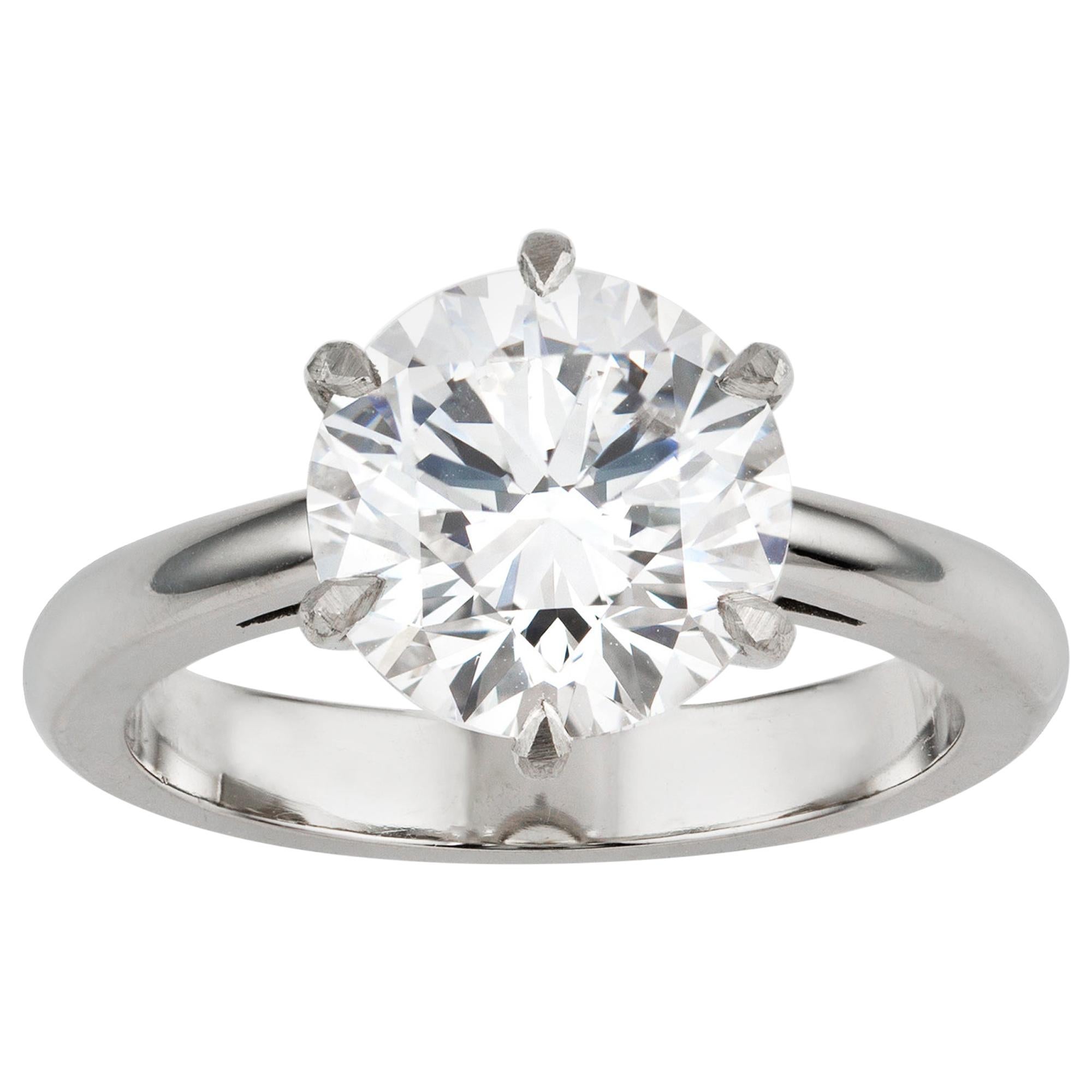 Bague solitaire en diamant certifié GIA de 3,52 carats sans défaut interne  en vente