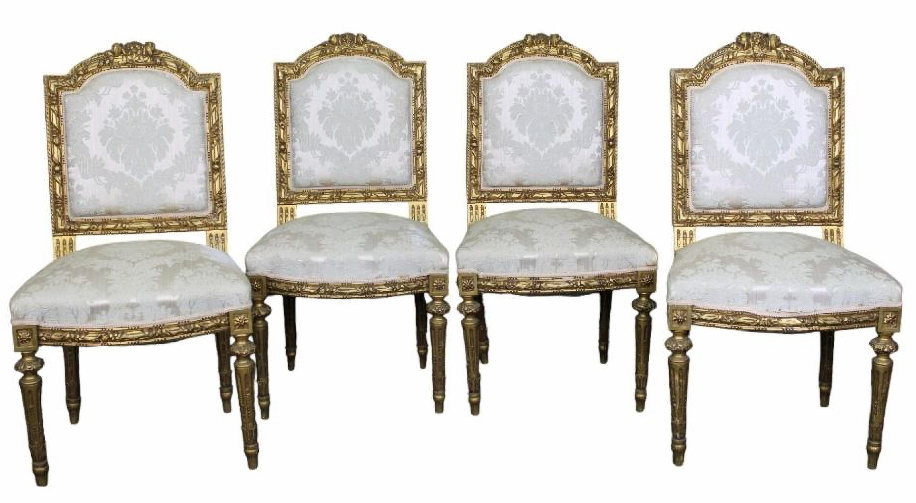 Wood Important Sofa Set, Pair of Armchairs and Lot of 4 Louis XVI 19th Century Style  For Sale