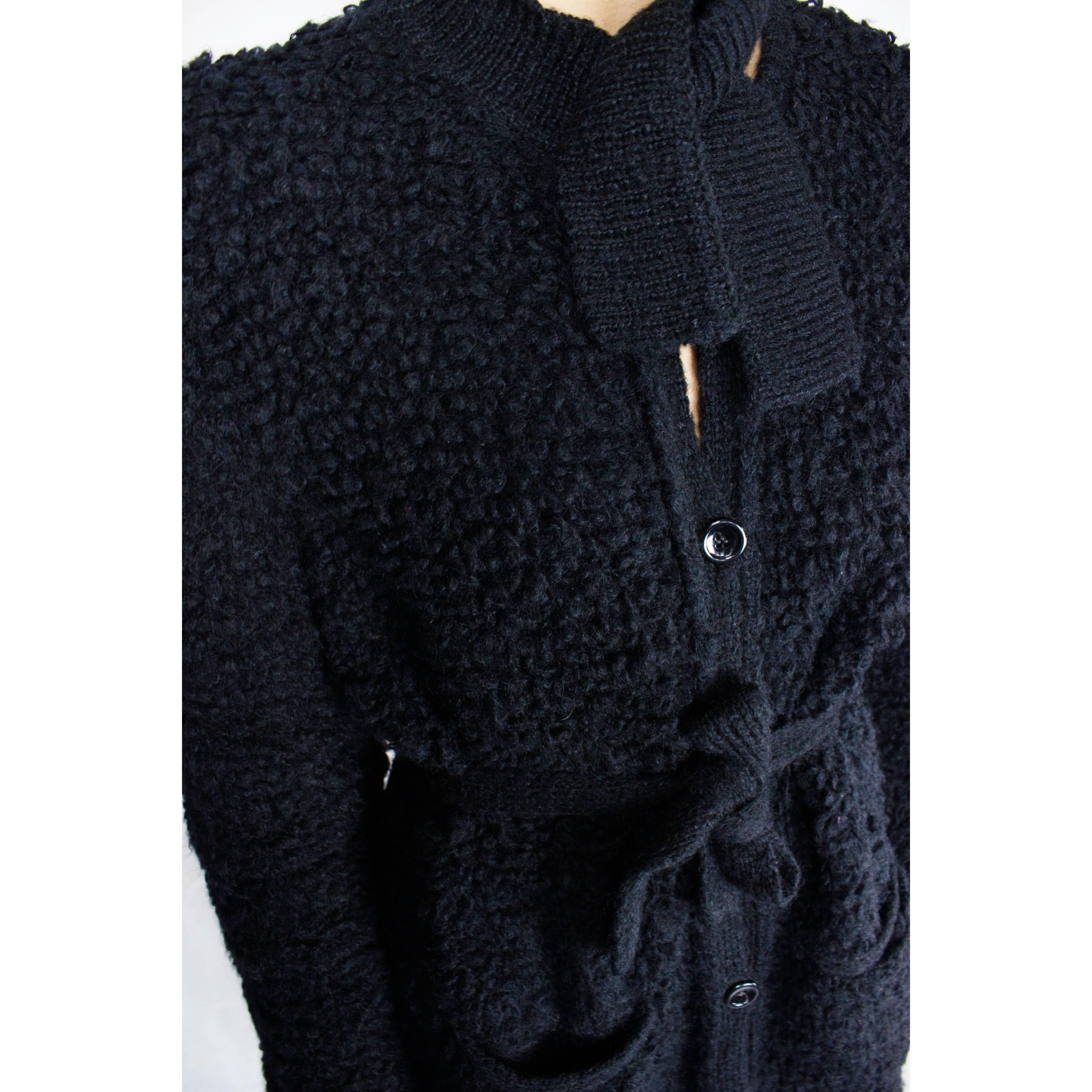 Important Sonia Rykiel knitted black wool coat, circa 1960s 2