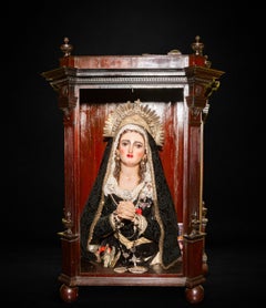 Importante Vierge des Douleurs de style baroque espagnol, école de Grenade, XVIIIe siècle