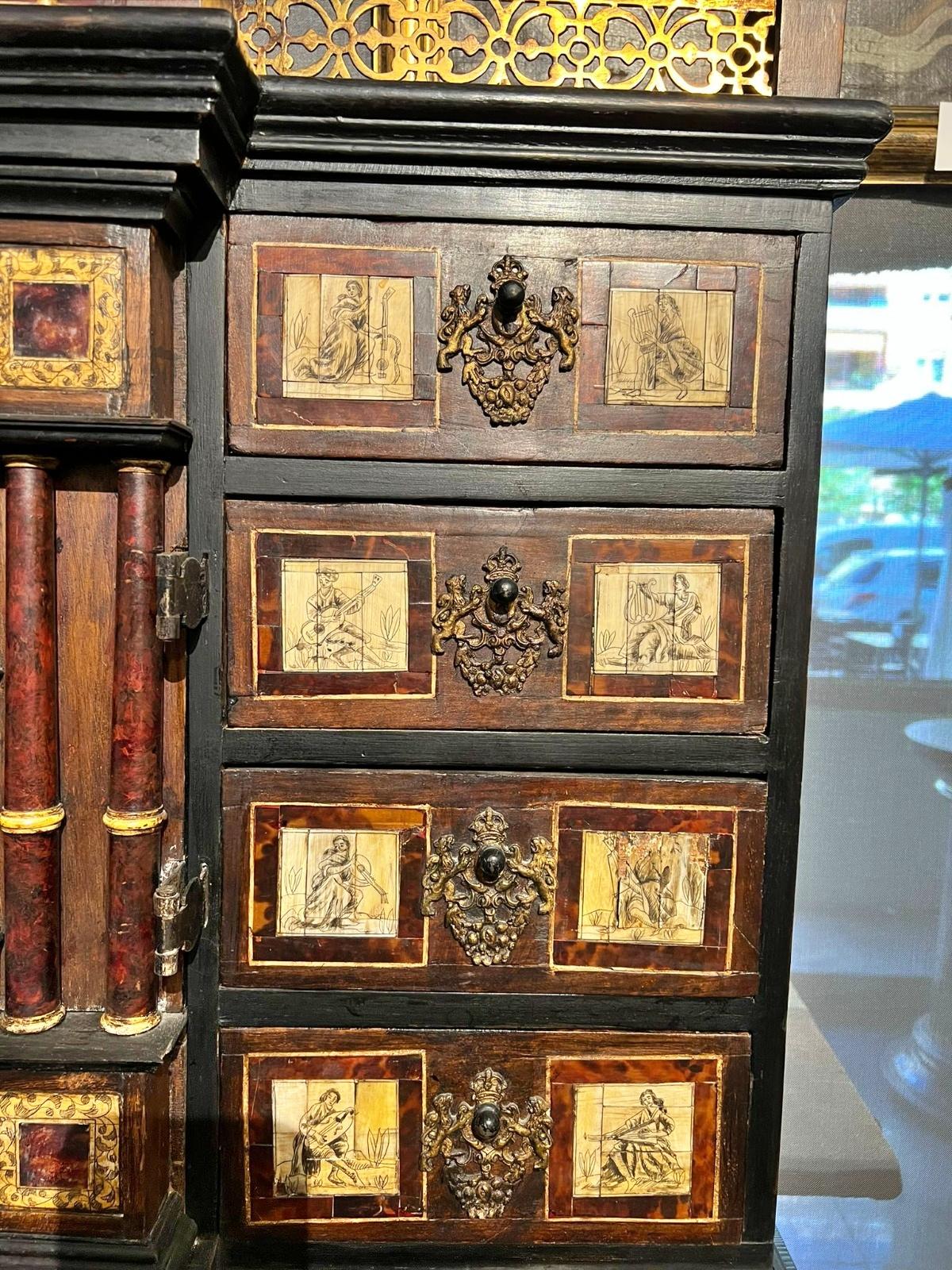 Important Spanish-Flemish Bargueño/ Cabinet 17th Century 11