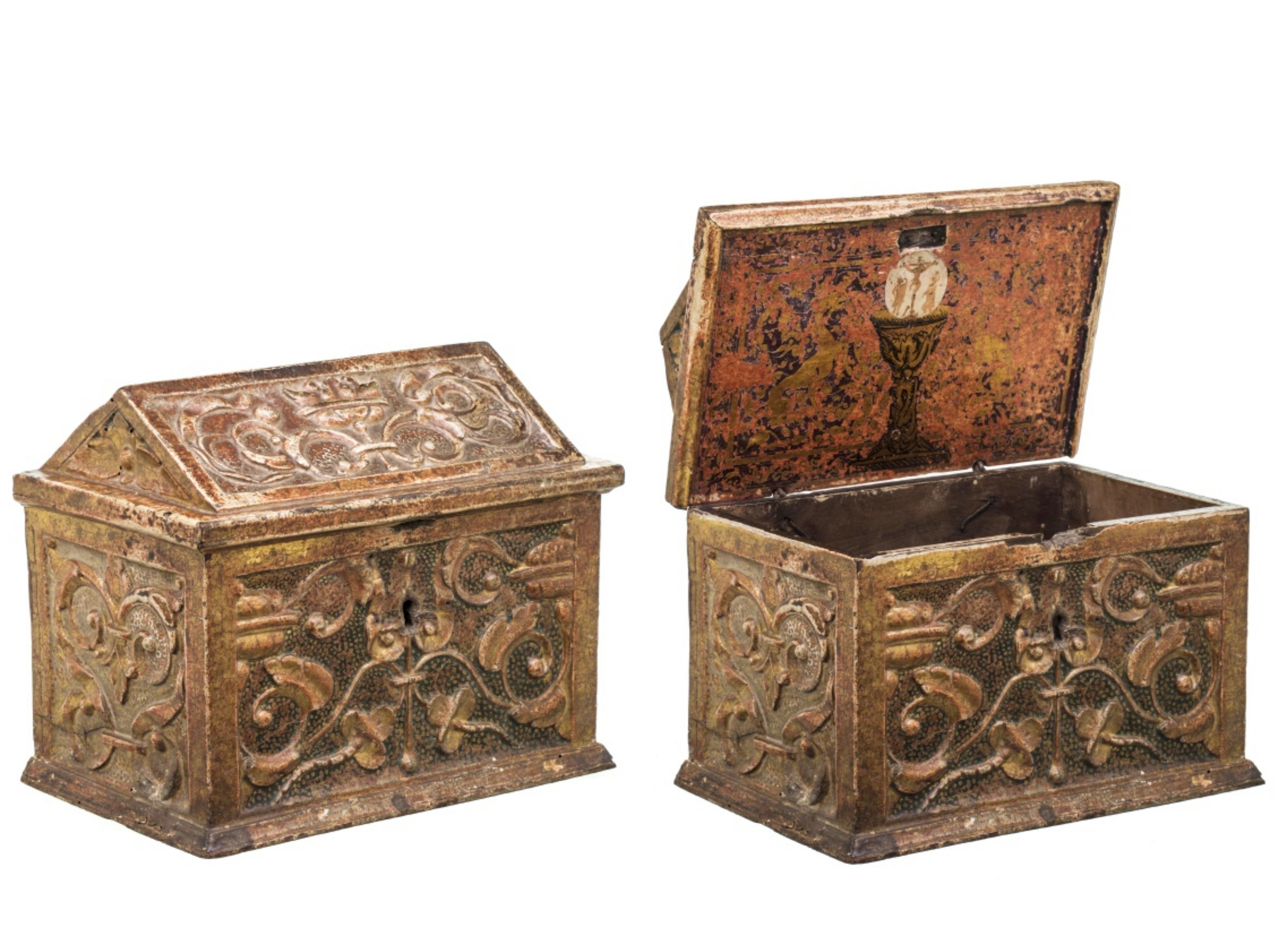 Hand-Carved Important Spanish Safe Box, 14th-15th Century For Sale