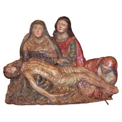 Important Spanish Sculpture "Pieta", 15th Century