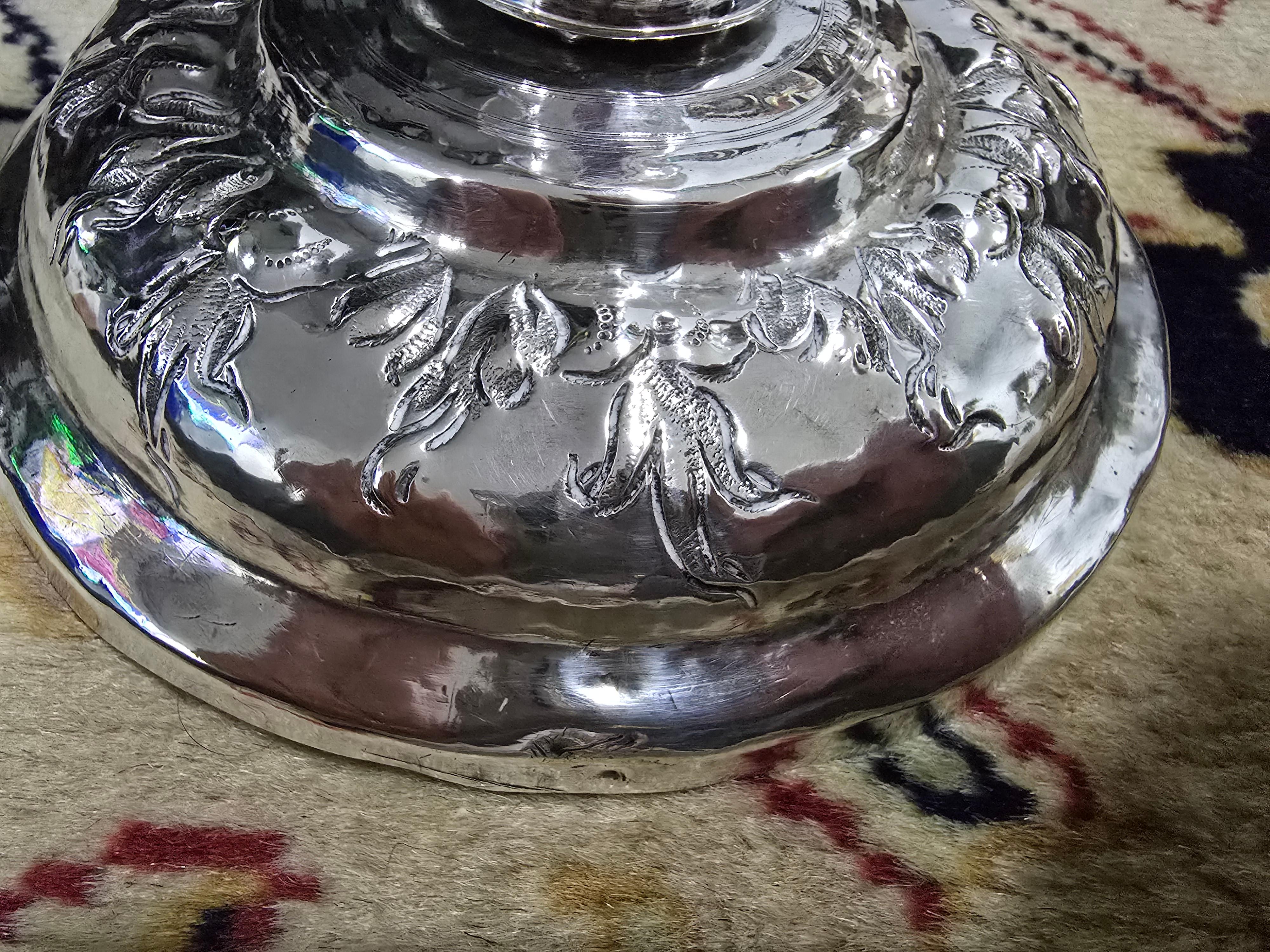 Sterling Silver Important Spanish Solid Silver Altar Cross – 16th Century For Sale