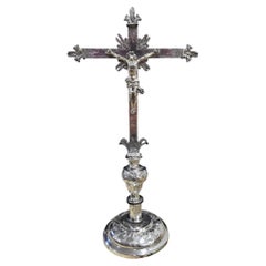 Important Spanish Solid Silver Altar Cross – 16th Century