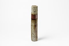 Important Stoneware Architectural Ceramic Vase Brown and Grey Color La Borne