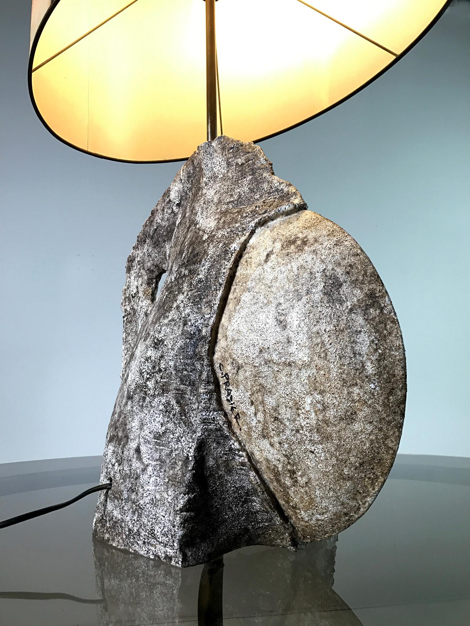 Enameled Important Stoneware Lamp by Christian Pradier, France, 1970