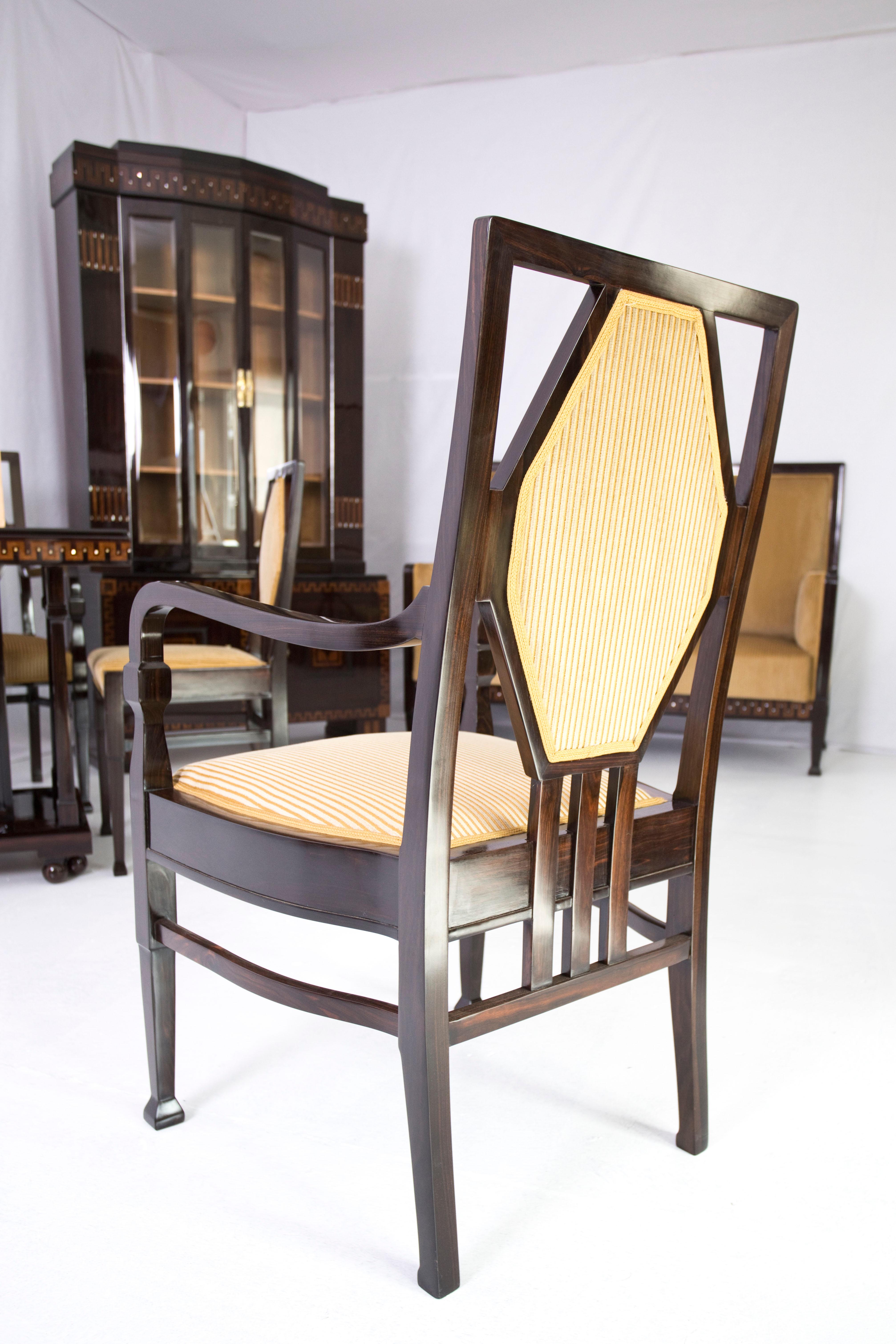 Important Table and Four Chairs by Ludwig Alter Darmstadt Jugendstil, 1908' For Sale 4