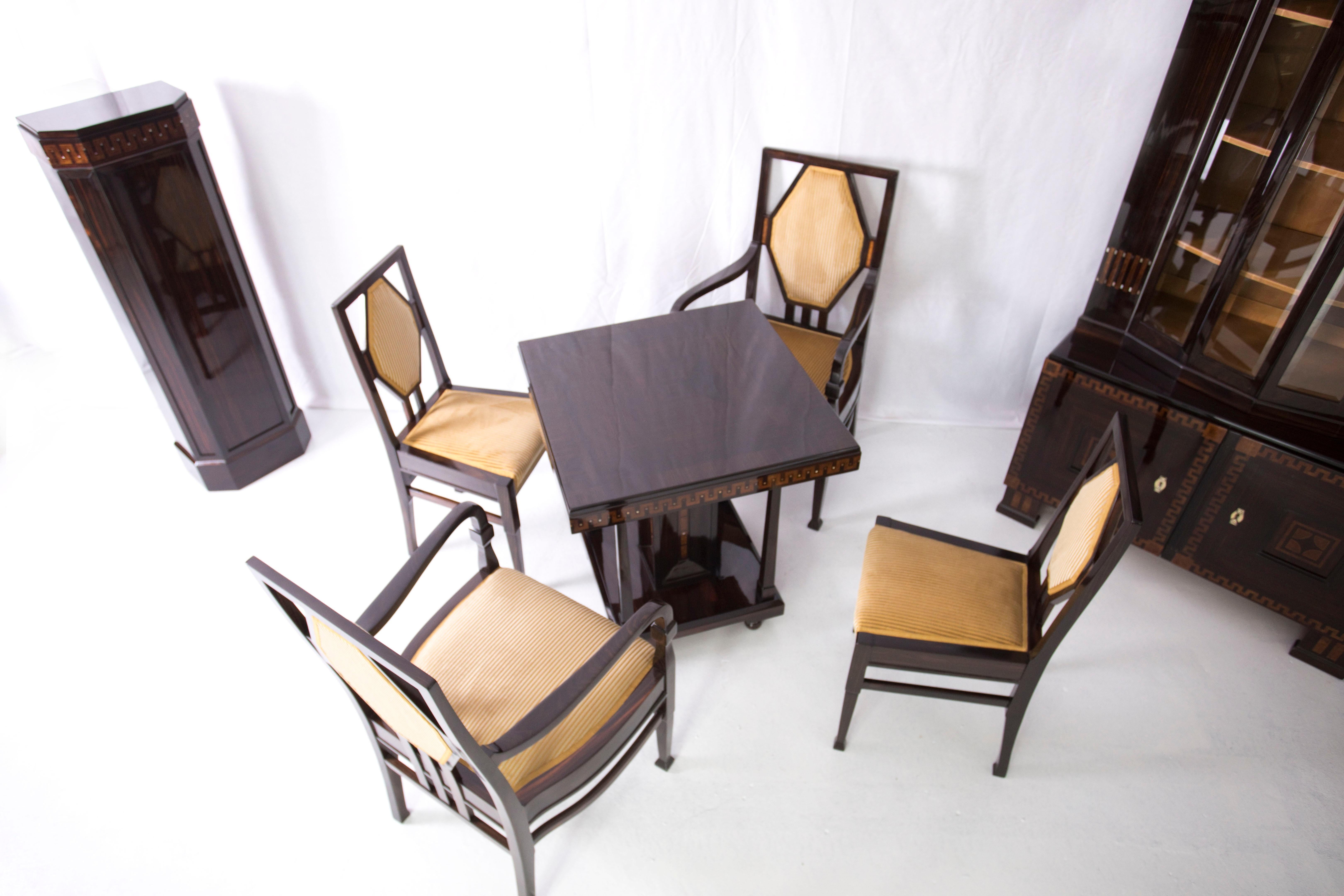 Important Table and Four Chairs by Ludwig Alter Darmstadt Jugendstil, 1908' For Sale 8