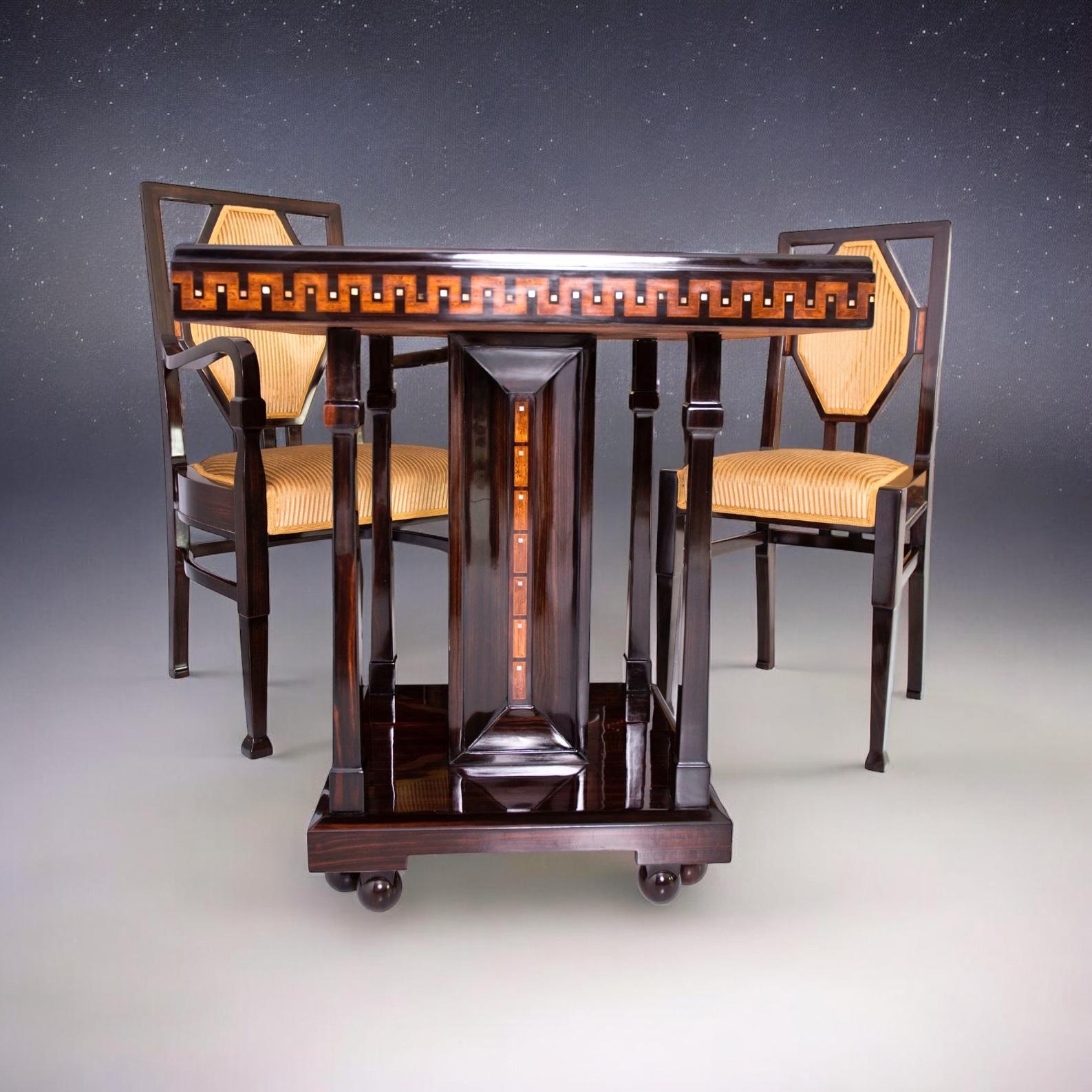 Important Table and Four Chairs by Ludwig Alter Darmstadt Jugendstil, 1908' For Sale 9