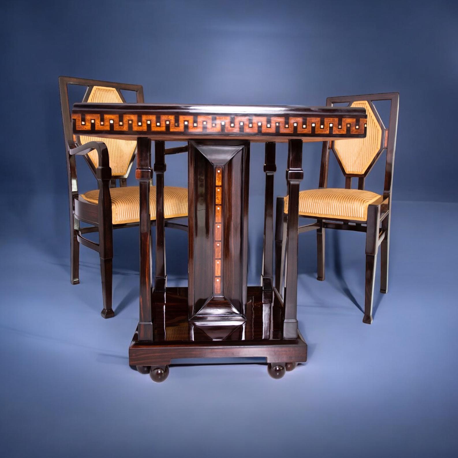 German Important Table and Four Chairs by Ludwig Alter Darmstadt Jugendstil, 1908' For Sale