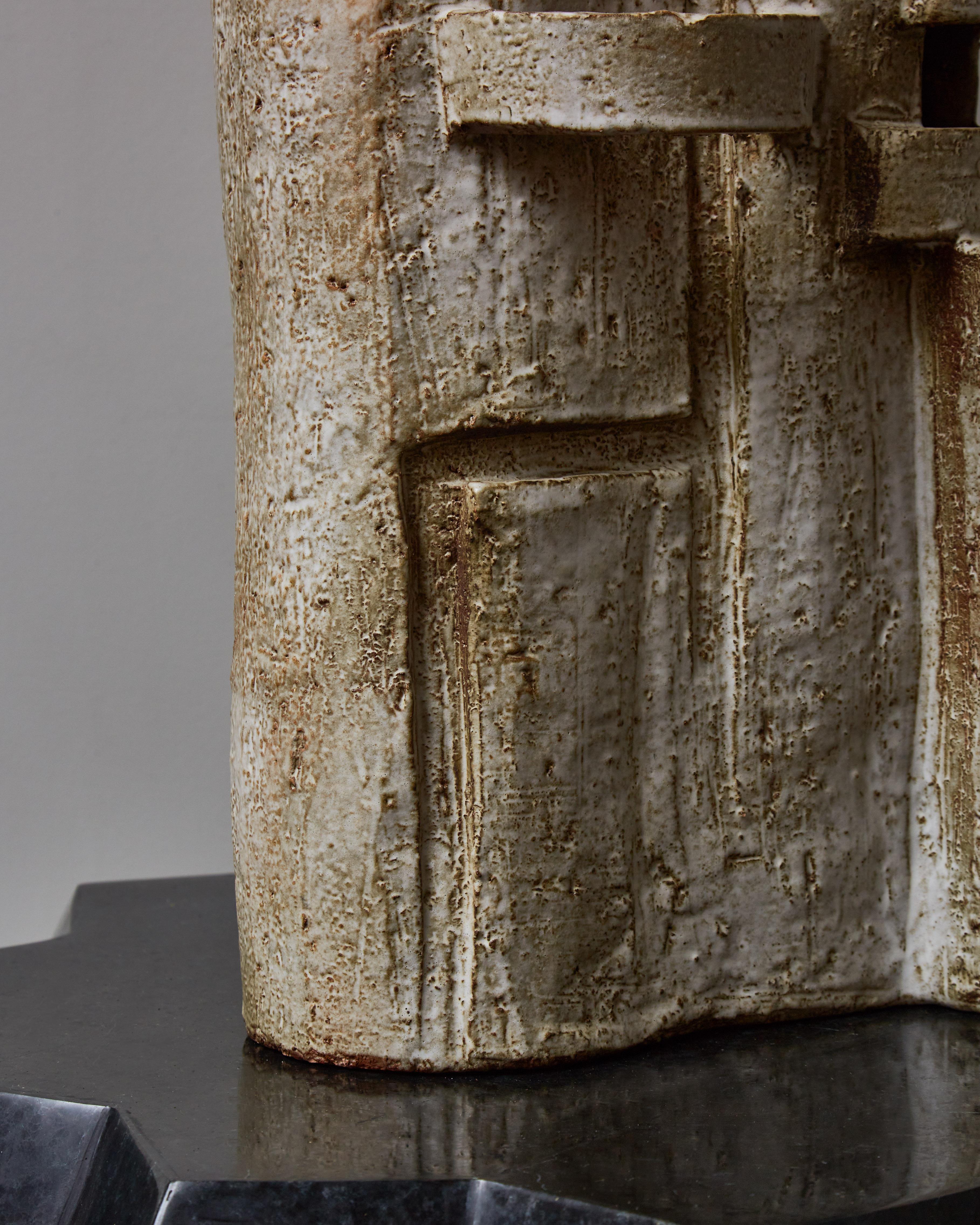 Tischlampe aus glasierter Keramik von Marius Bessone im Zustand „Gut“ im Angebot in Saint-Ouen, IDF