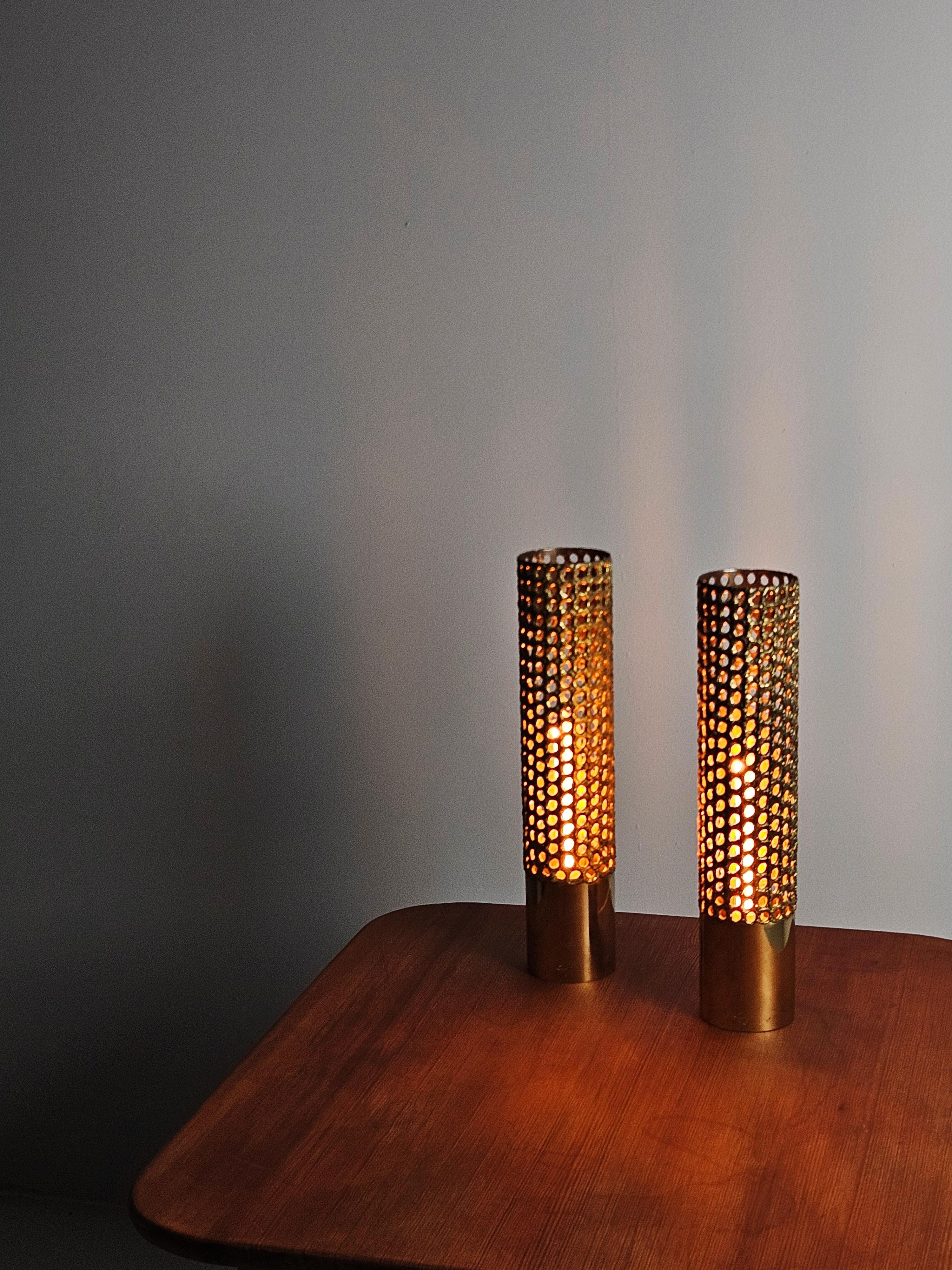 Brass Important table lamps by Pierre Forssell for Skultuna, Sweden, 1970s For Sale