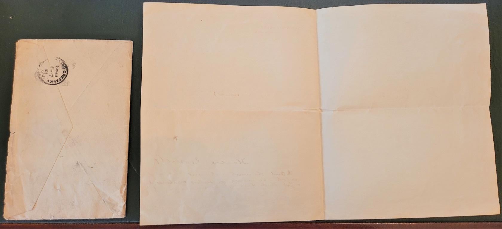 Papier Importante lettre de Teddy Roosevelt de la Maison Blanche datant de juin 1907 en vente