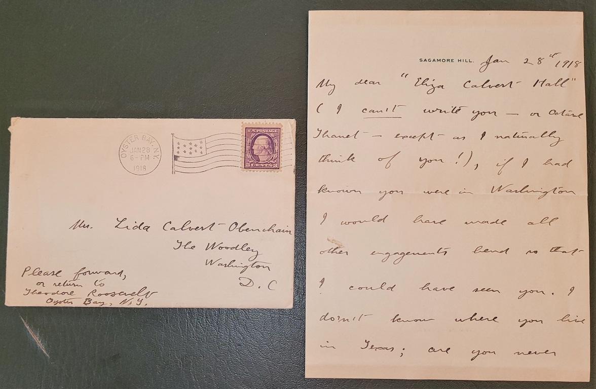 Présentation d'une lettre très importante de Teddy Roosevelt datant de janvier 1918.

Sur papier à en-tête 