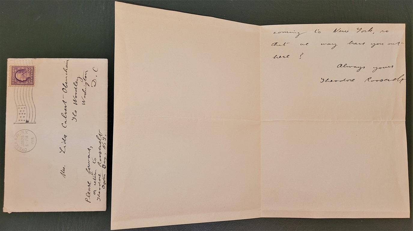 Classique américain Importante lettre de Teddy Roosevelt de janvier 1918 en vente