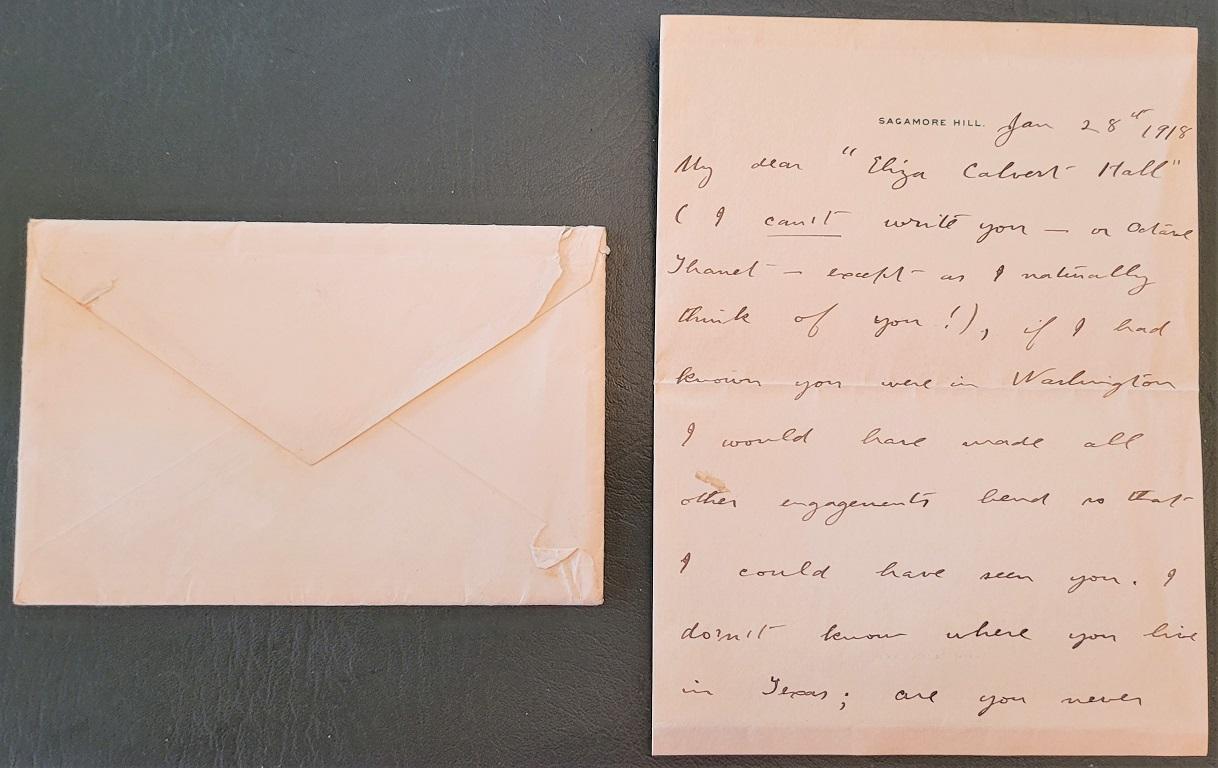 Papier Importante lettre de Teddy Roosevelt de janvier 1918 en vente