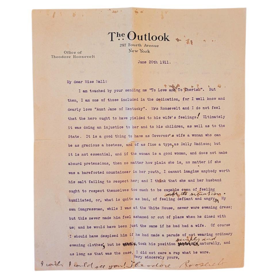 Important Teddy Roosevelt Letter of June, 1911 For Sale