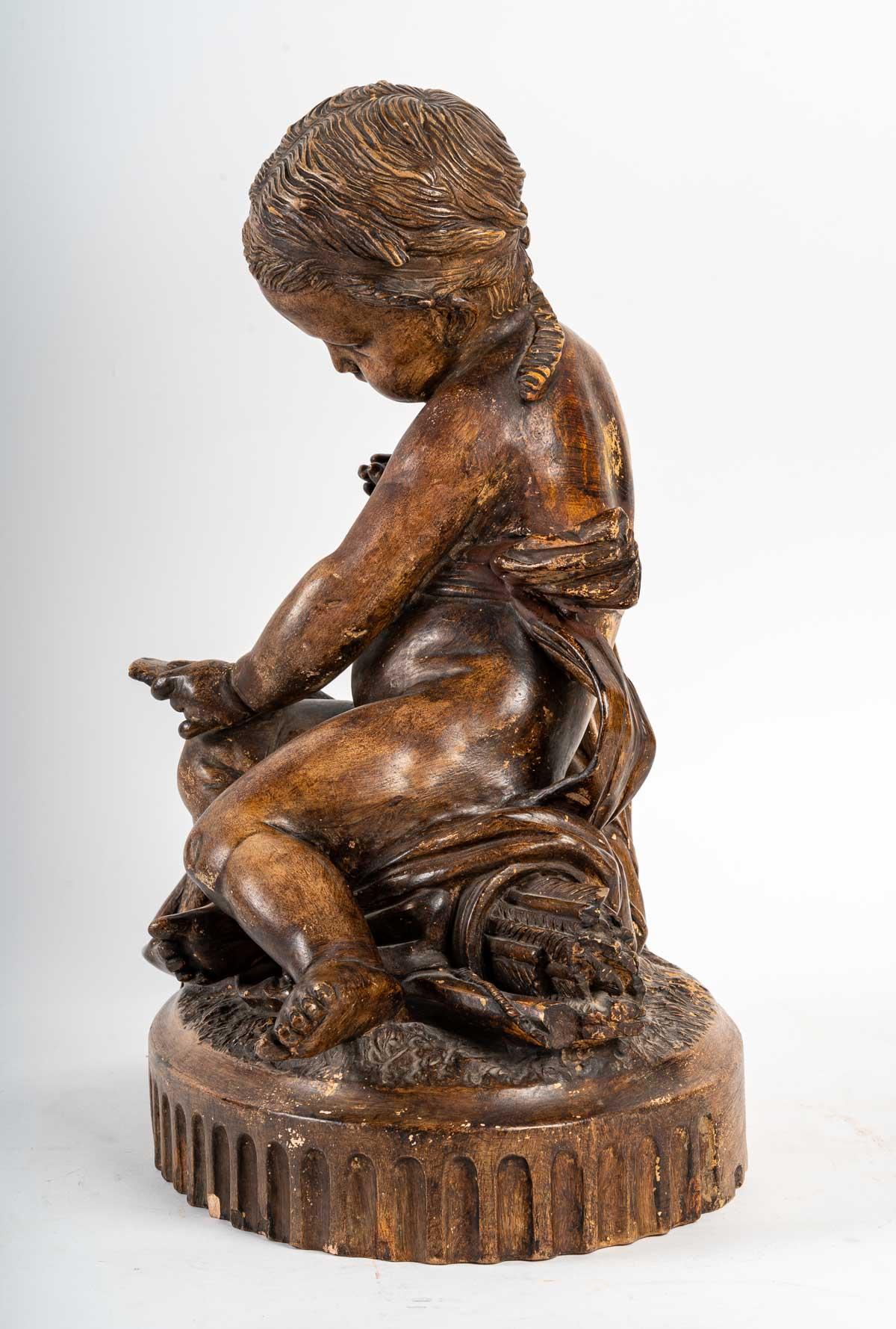Louis XV Importante statuette en terre cuite représentant un bébé en vente