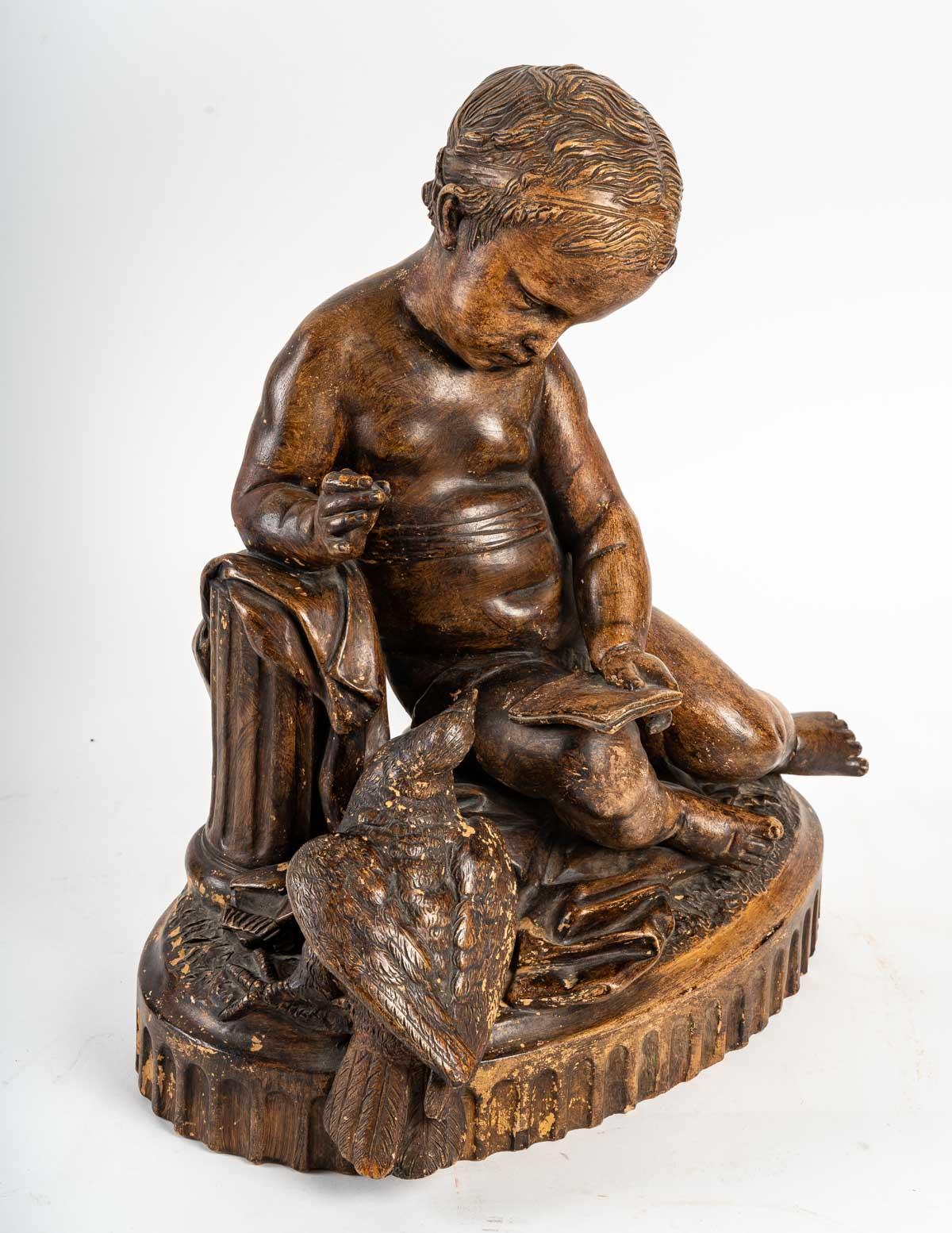 Importante statuette en terre cuite représentant un bébé en vente 1