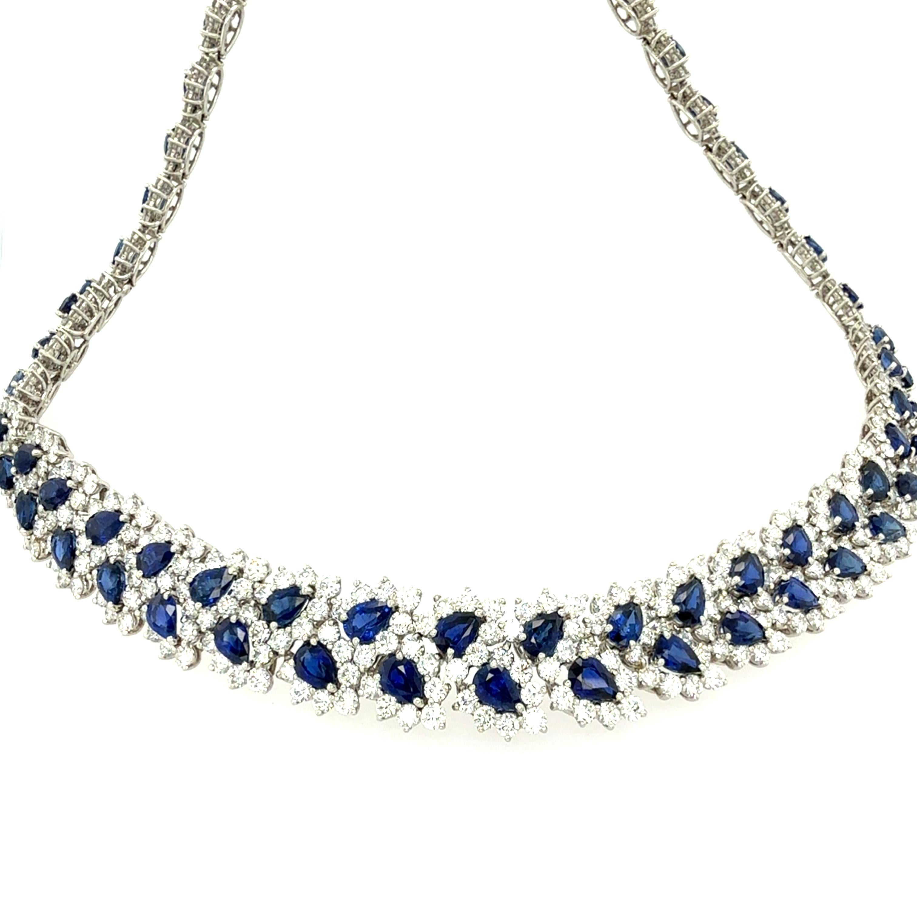 Important Tiffany & Co. Collier à feuilles de diamants et de saphirs Excellent état - En vente à Chicago, IL