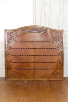 Important Tobacco Pipe Stand in Repoussé Leather, France, 20th Century