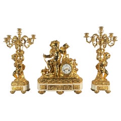 Antique Important Trim in White Marble and Gilt Bronze, 19th Century