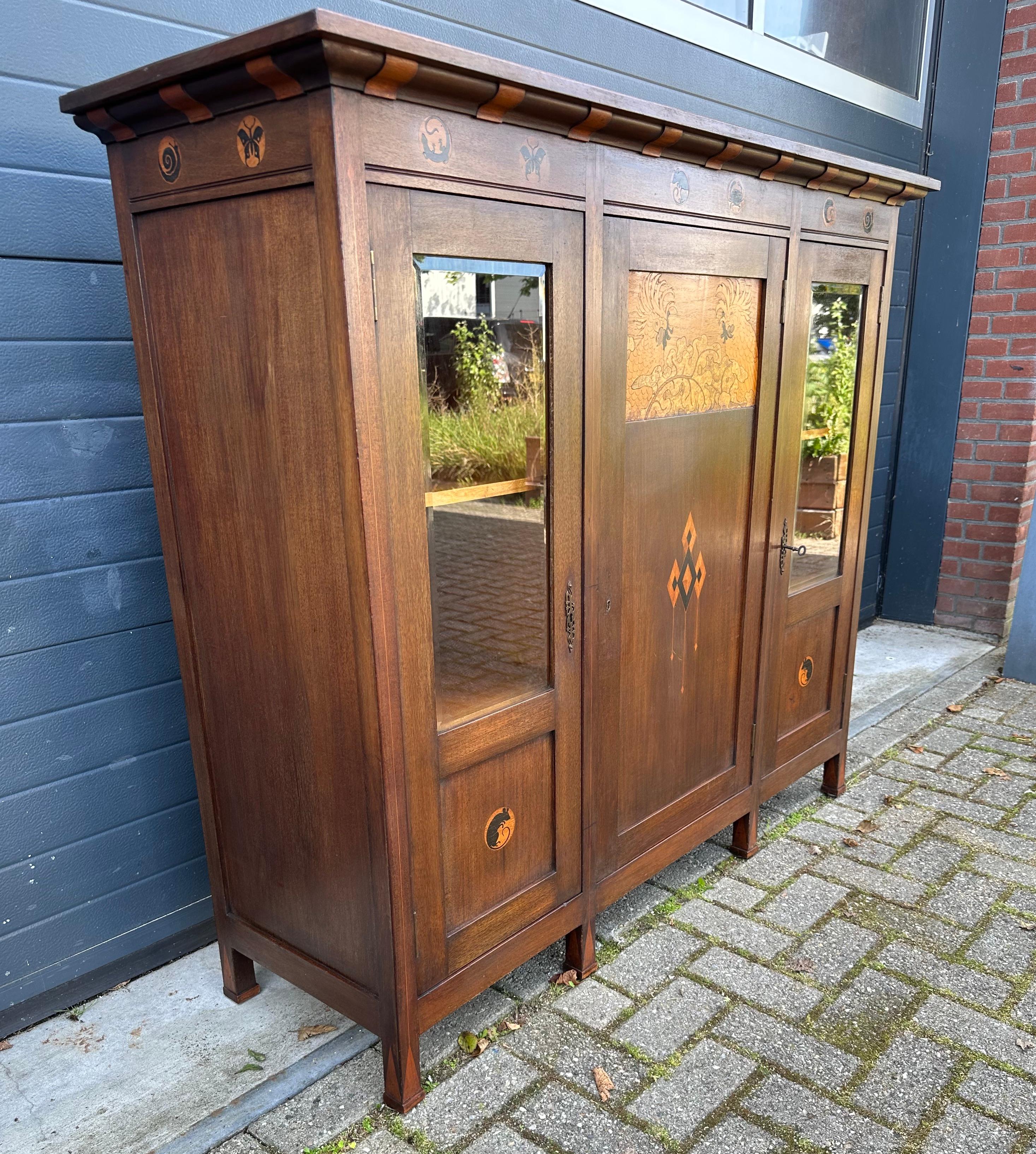 Important & Unique Arts & Crafts Bookcase Sideboard Cabinet by Napoleon Le Grand For Sale 10